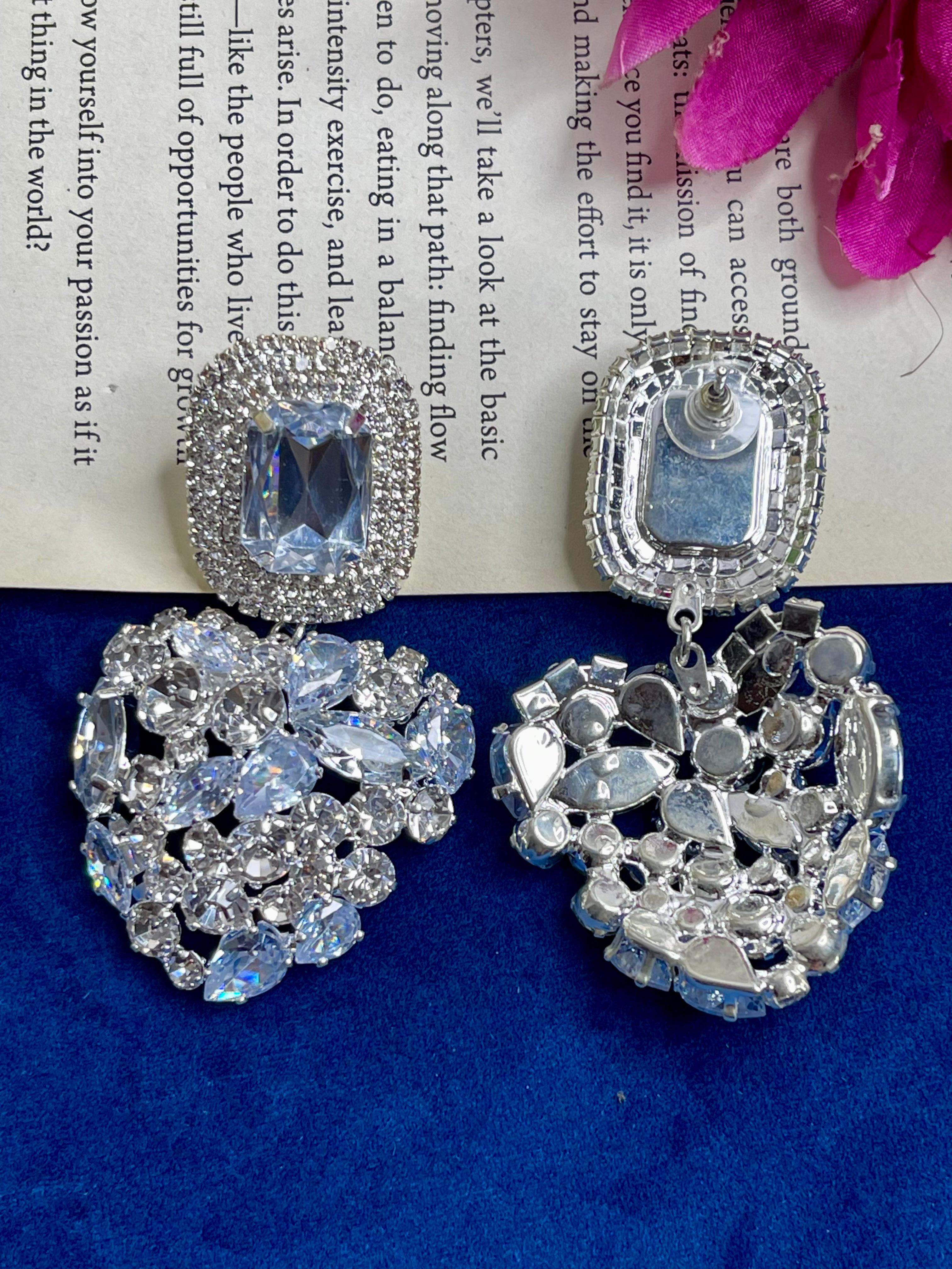 Silver Crystal Cascade Party Earrings