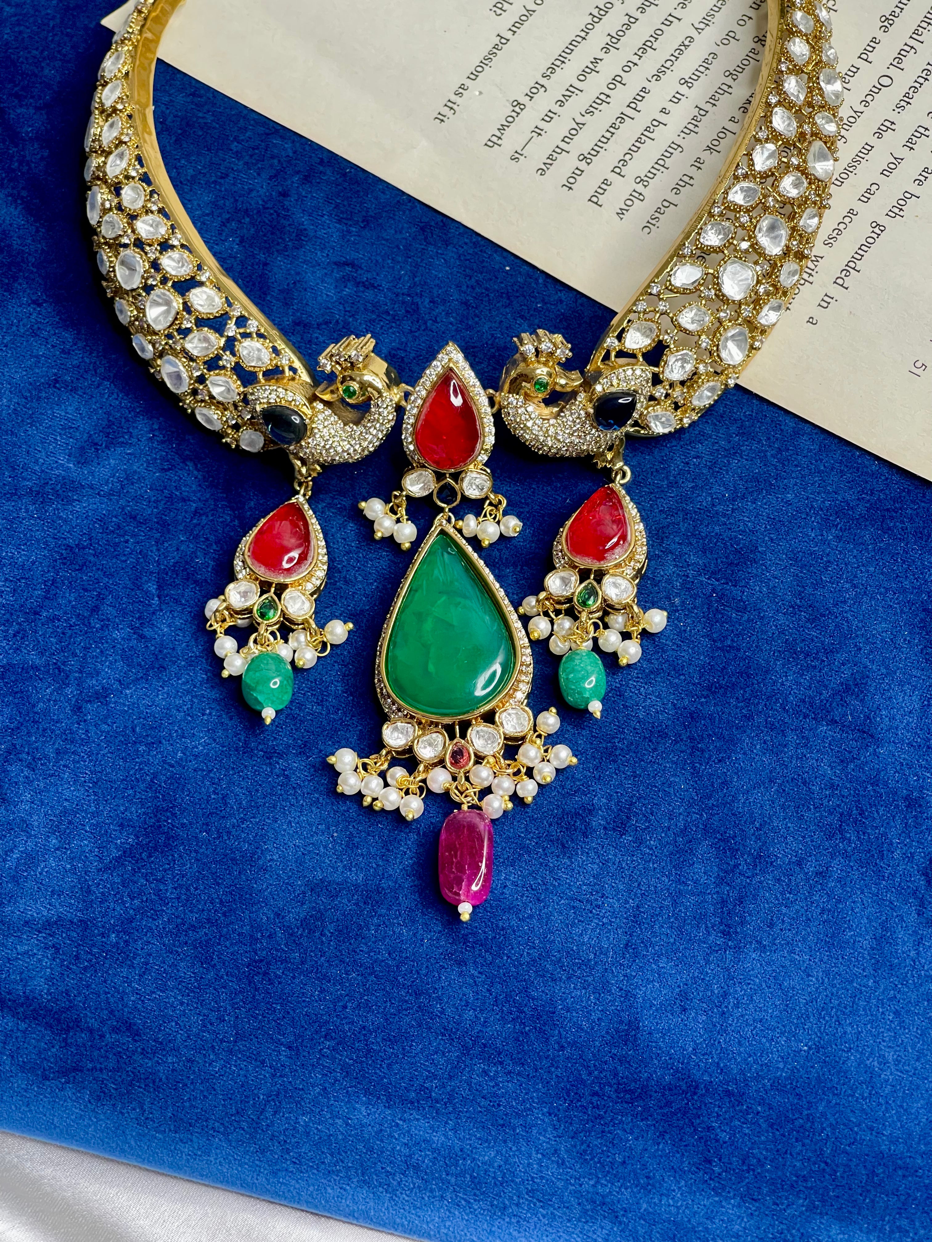Peacock Kundan Necklace Set