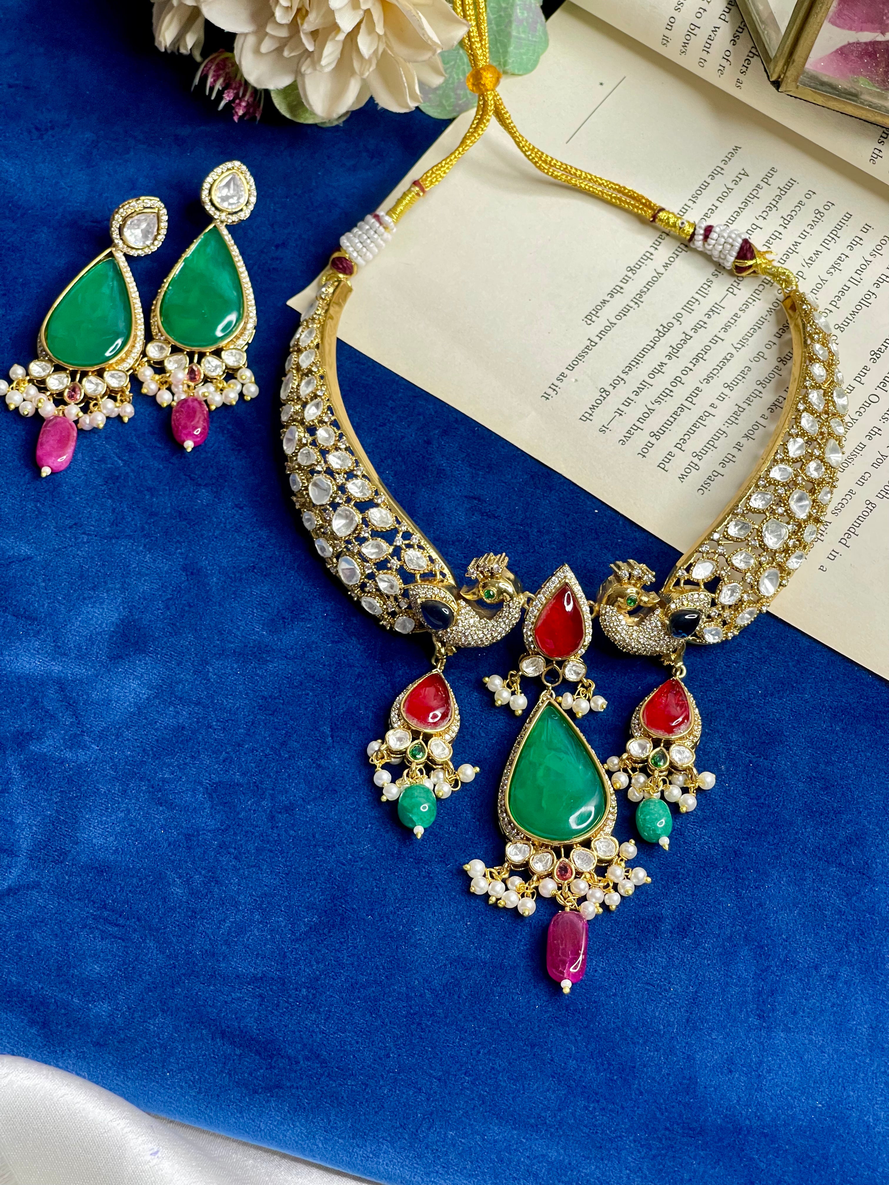 Peacock Kundan Necklace Set