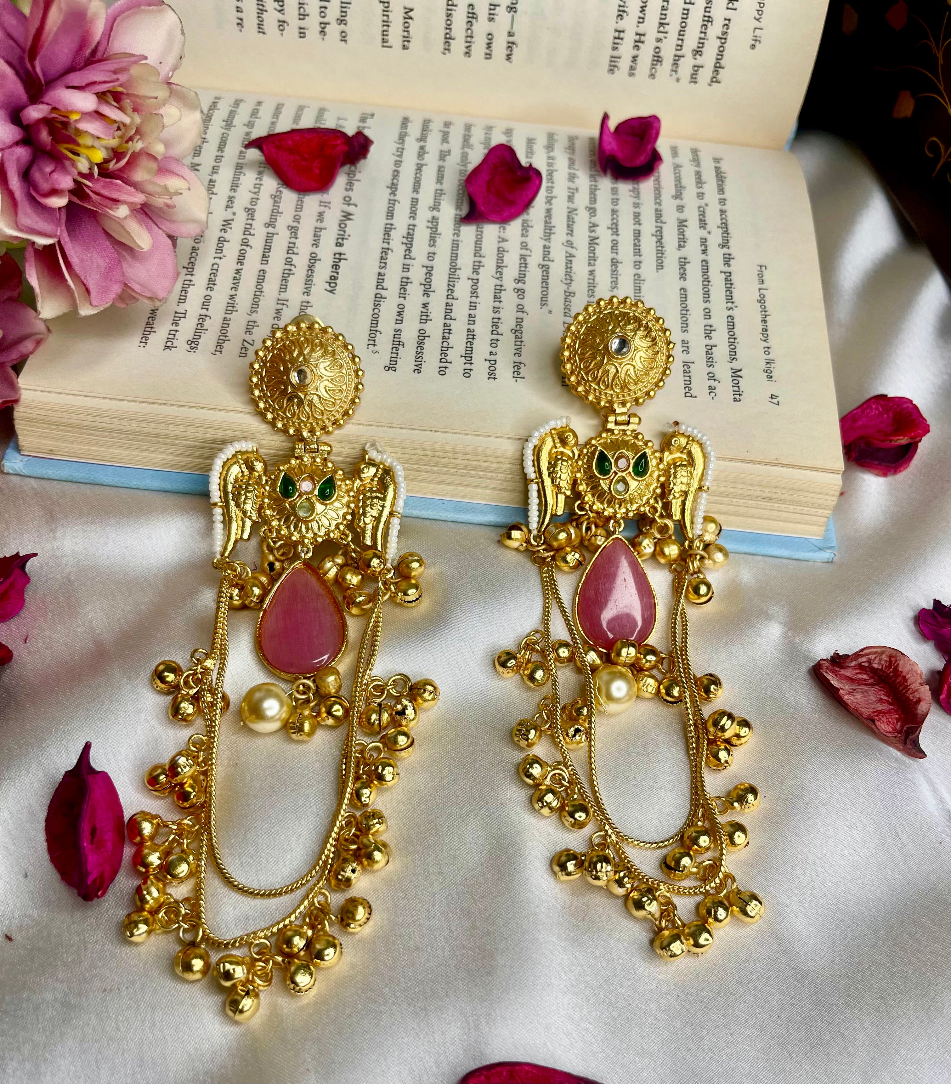 Pink Zoya Kashmiri Earrings