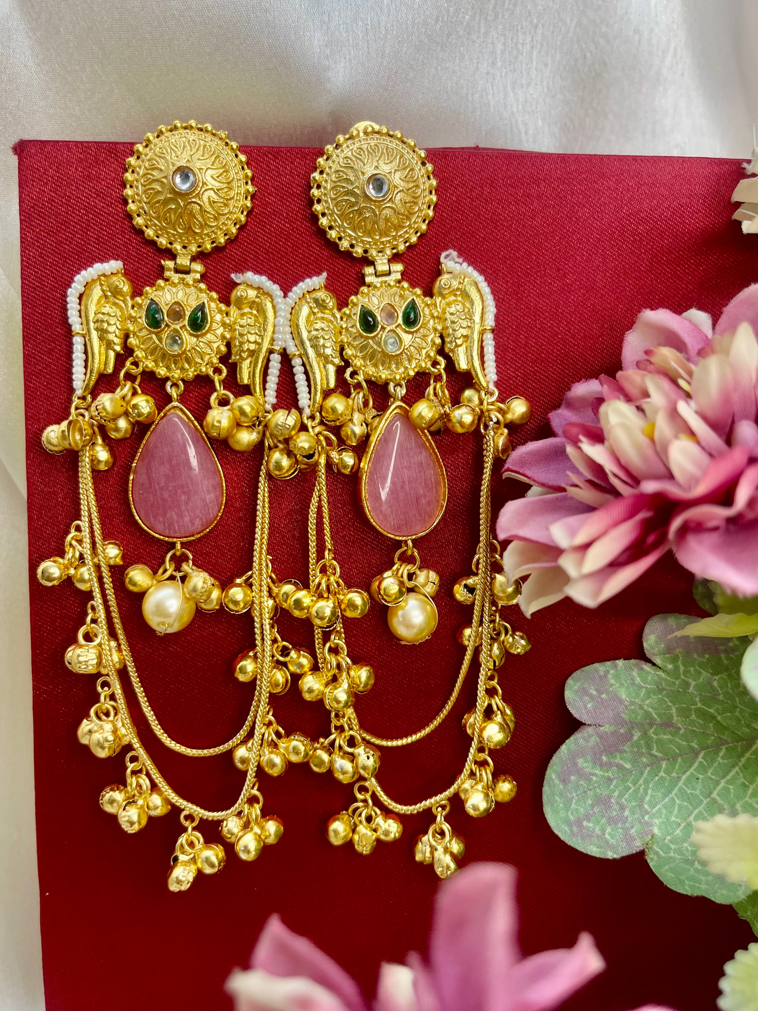 Pink Zoya Kashmiri Earrings