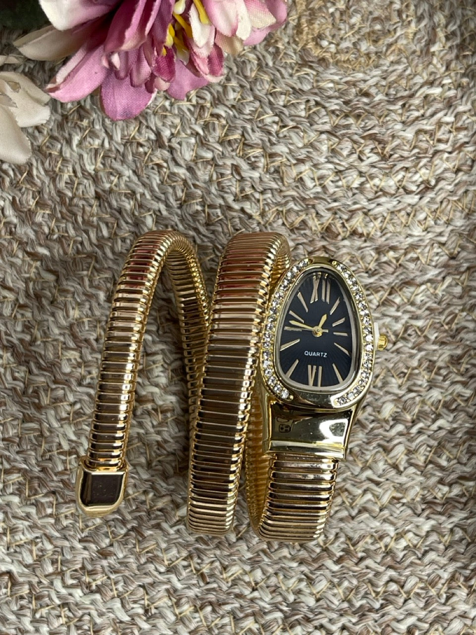 Golden Black Dial Serpent Spiral Watch