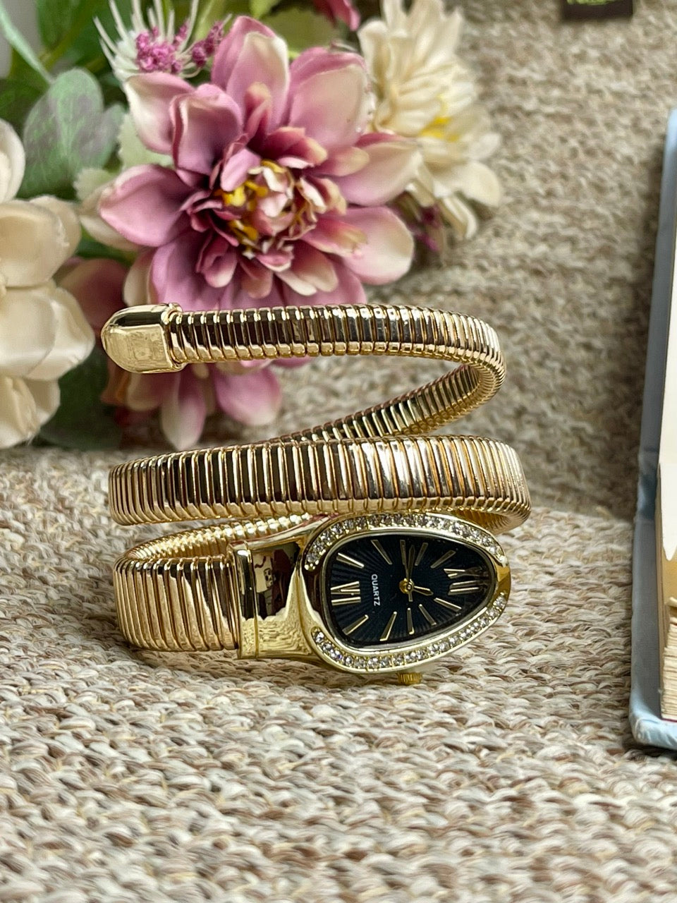 Golden Black Dial Serpent Spiral Watch