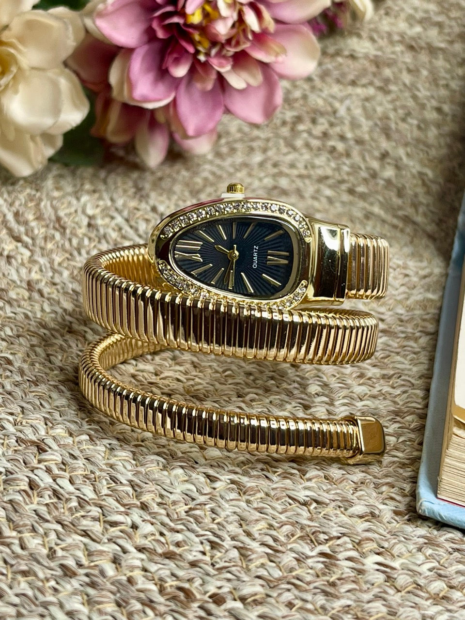 Golden Black Dial Serpent Spiral Watch