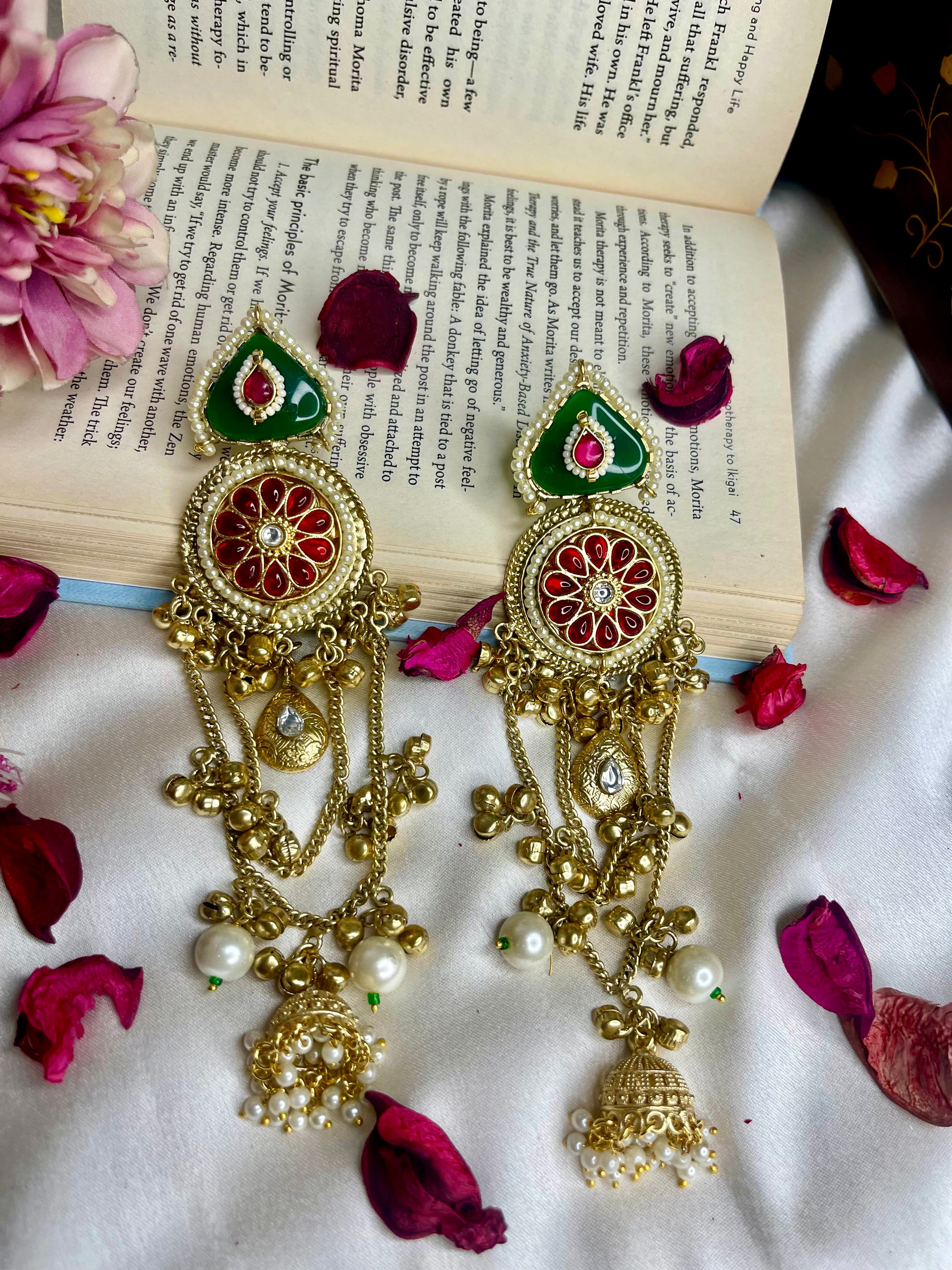 Ruby Emerald Aafreen Kashmiri Jhumki Earrings