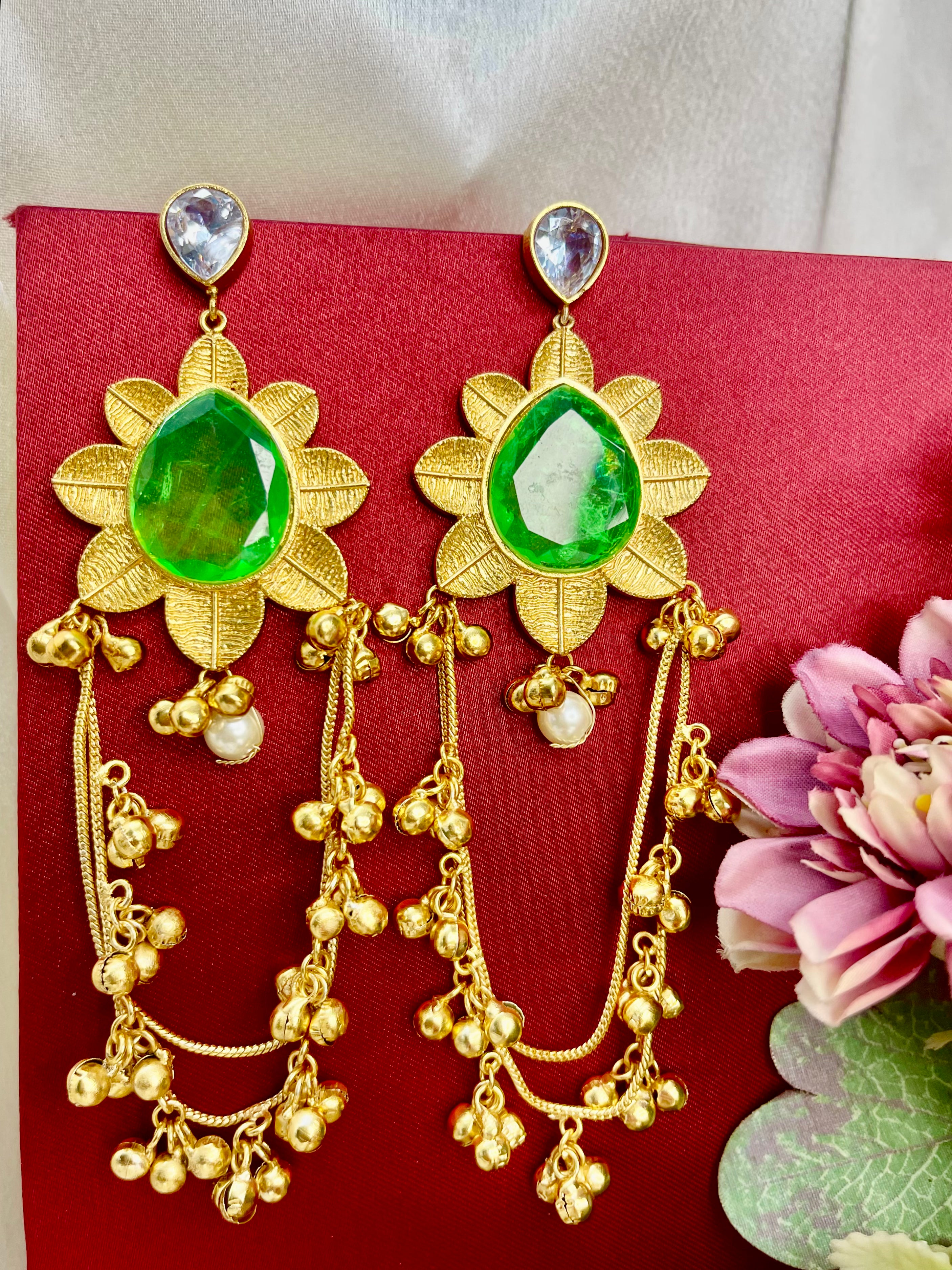 Green Naaz Kashmiri Earrings