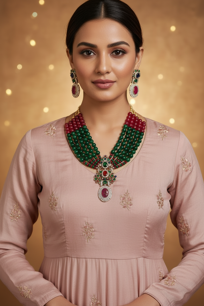 Multi-layer Rani Haar Beaded Necklace Set
