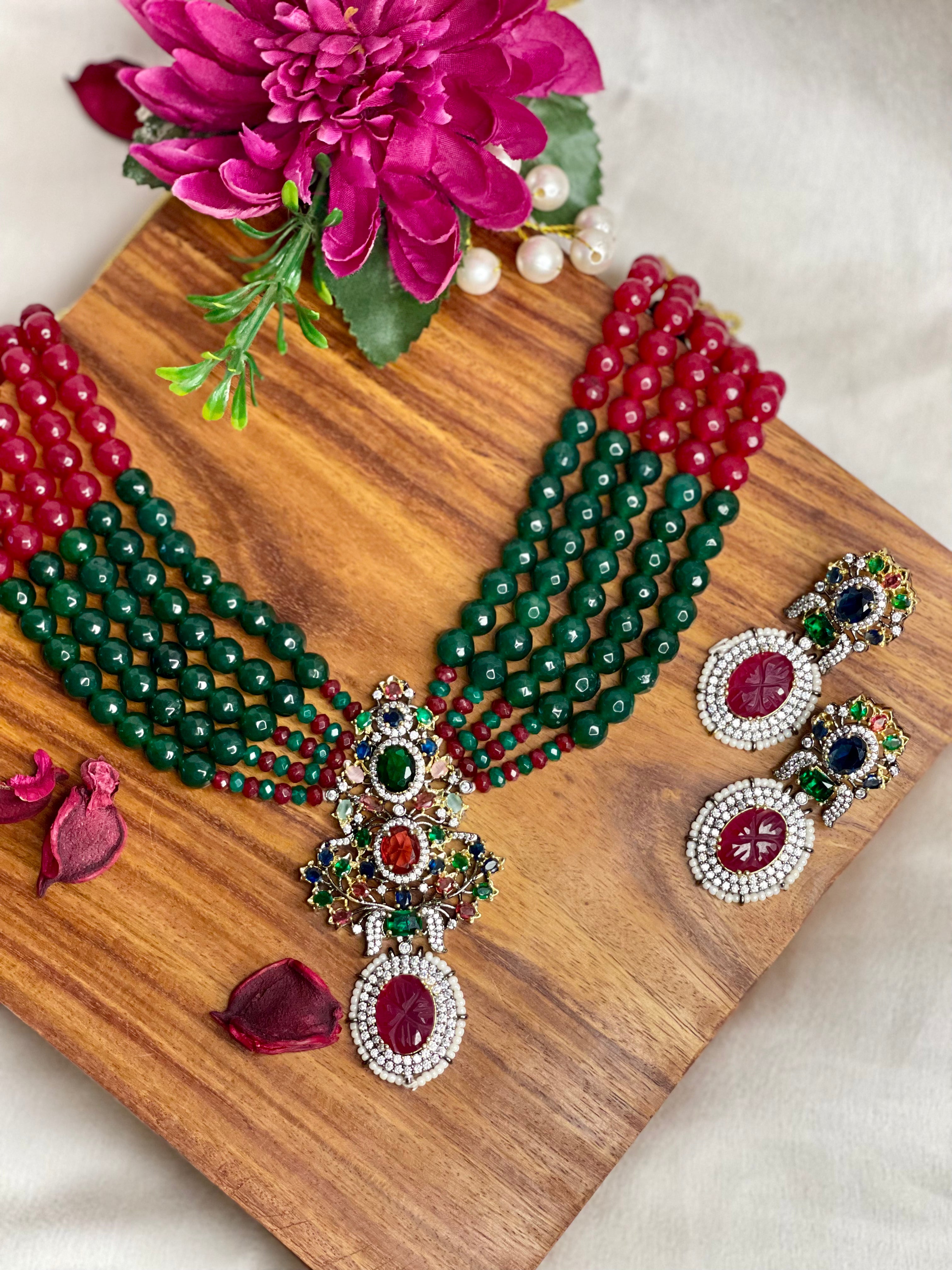 Multi-layer Rani Haar Beaded Necklace Set