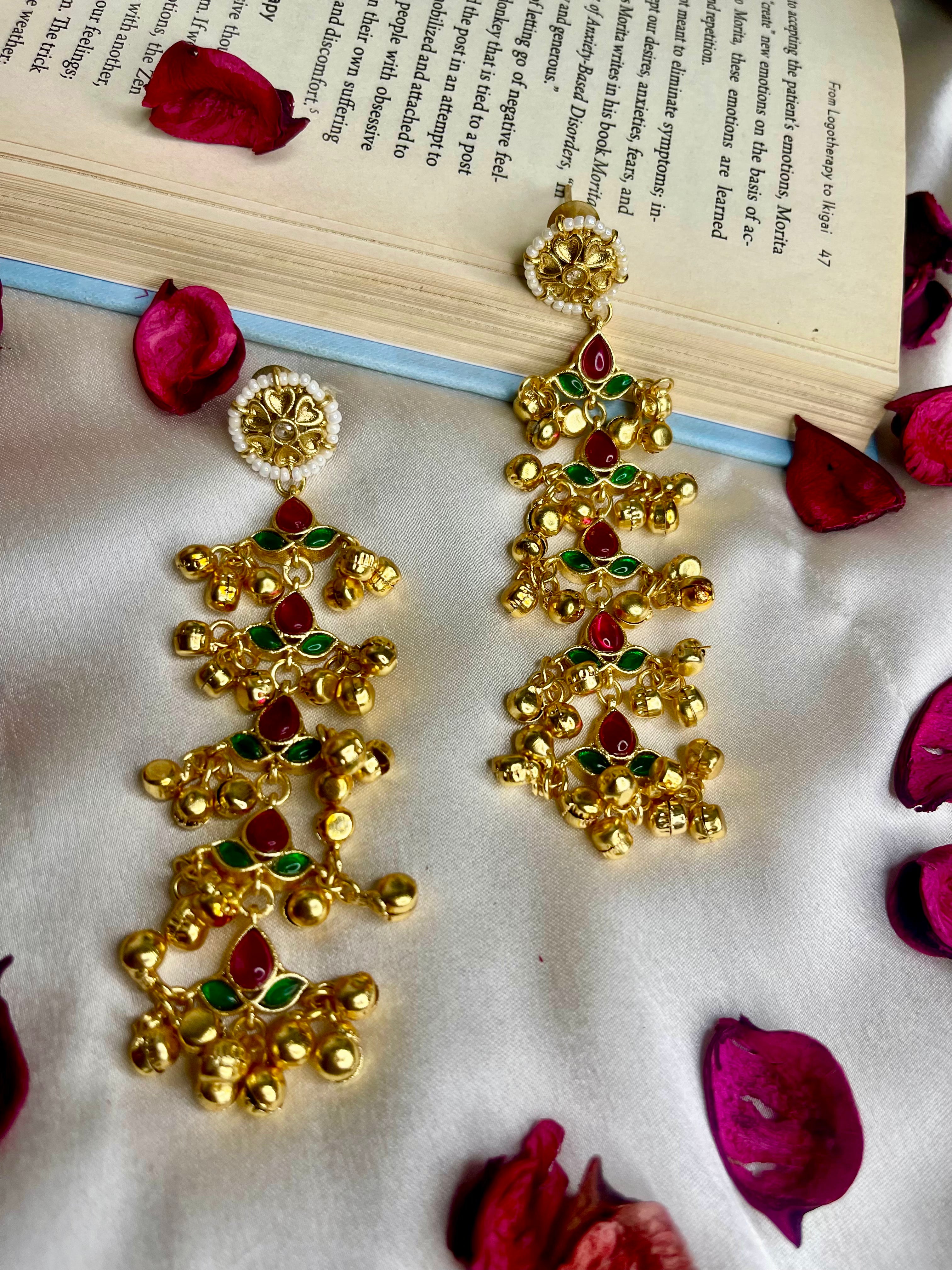 Ruby Emerald Ziva Kashmiri Earrings