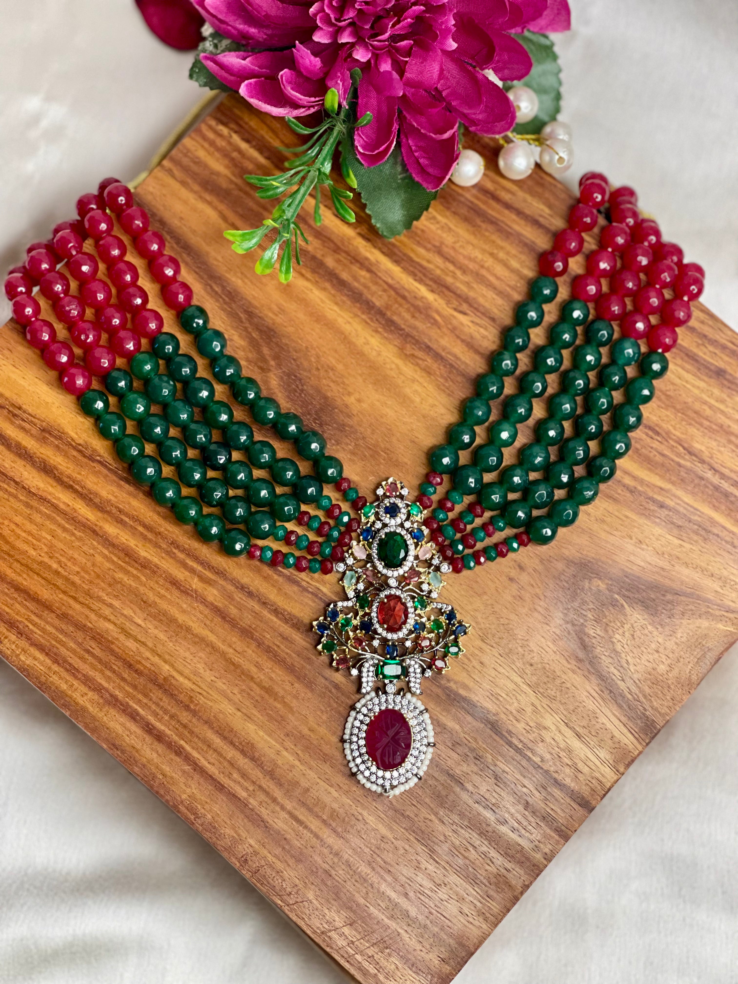 Multi-layer Rani Haar Beaded Necklace Set