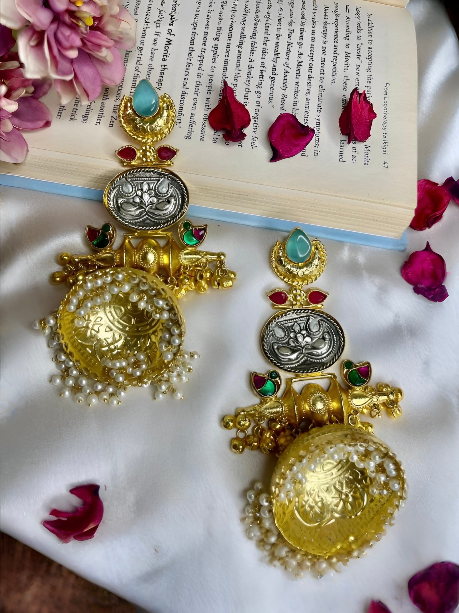 Blue Amaira Kashmiri Jhumki Earrings