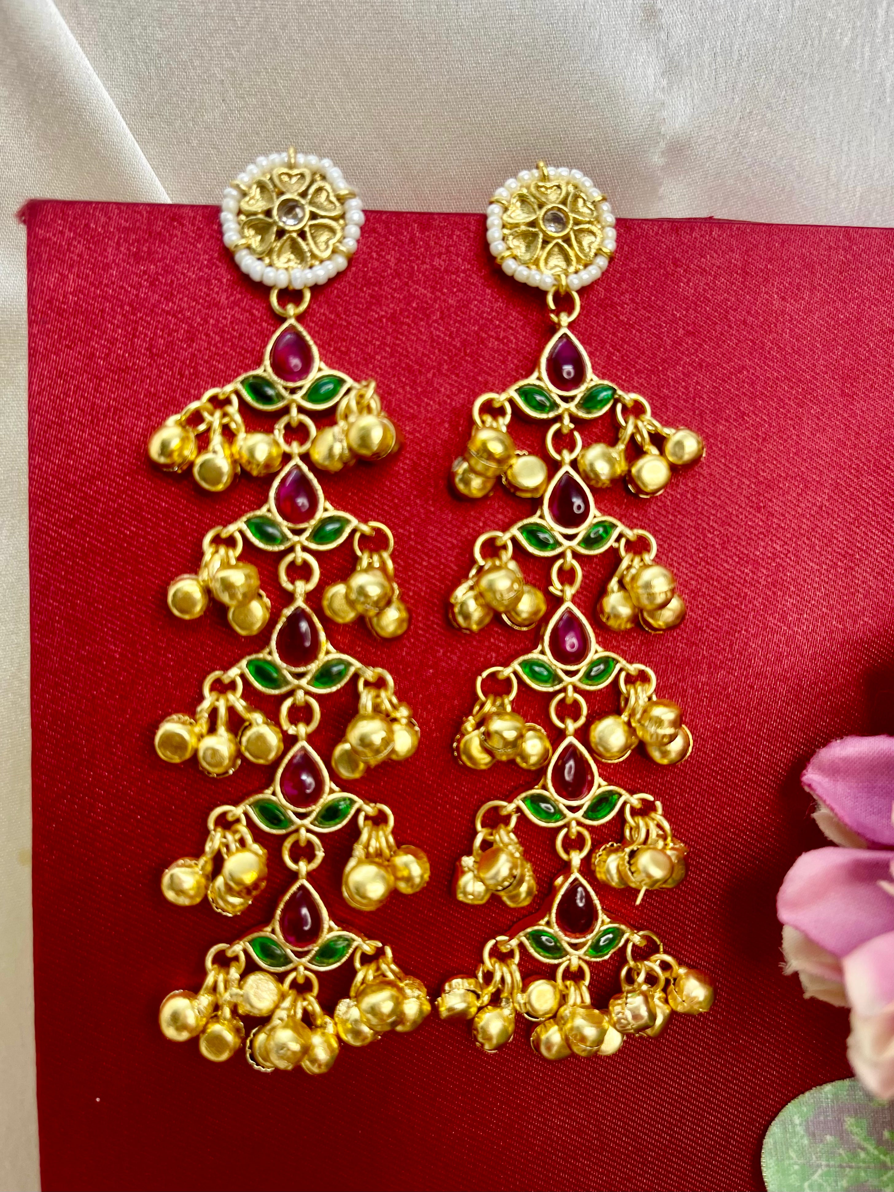 Ruby Emerald Ziva Kashmiri Earrings