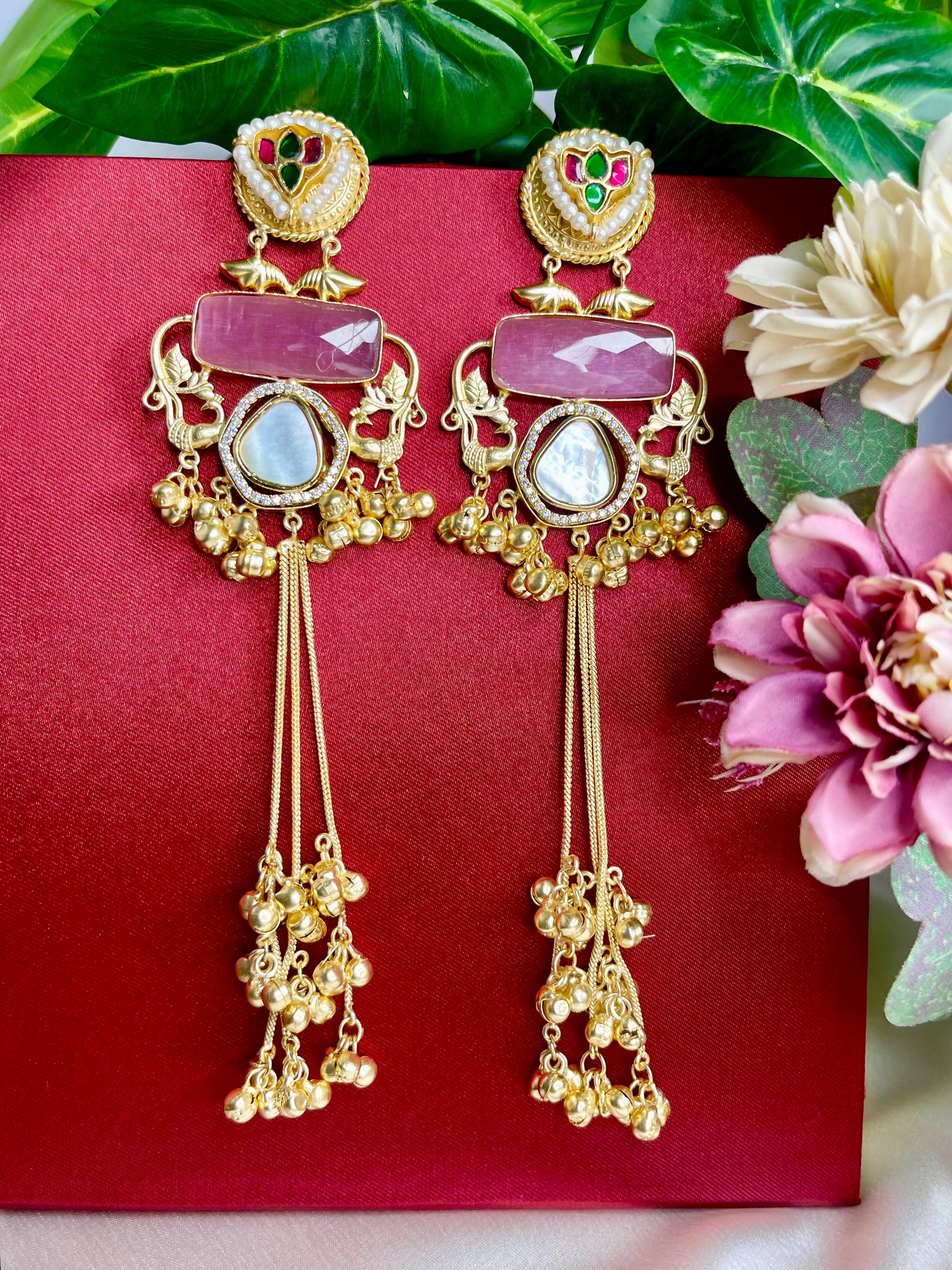 Pink Sheen Kashmiri Earrings