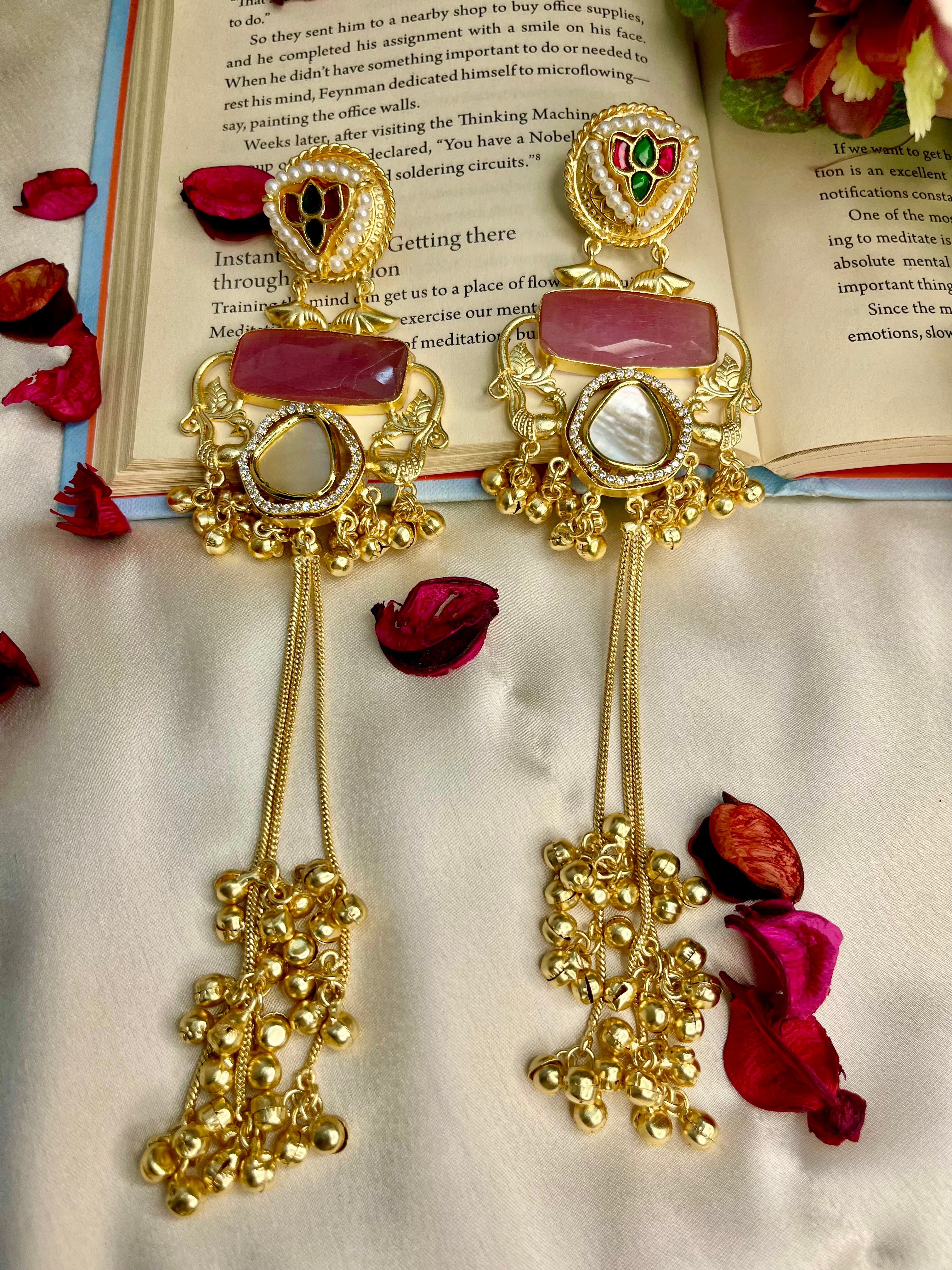 Pink Sheen Kashmiri Earrings