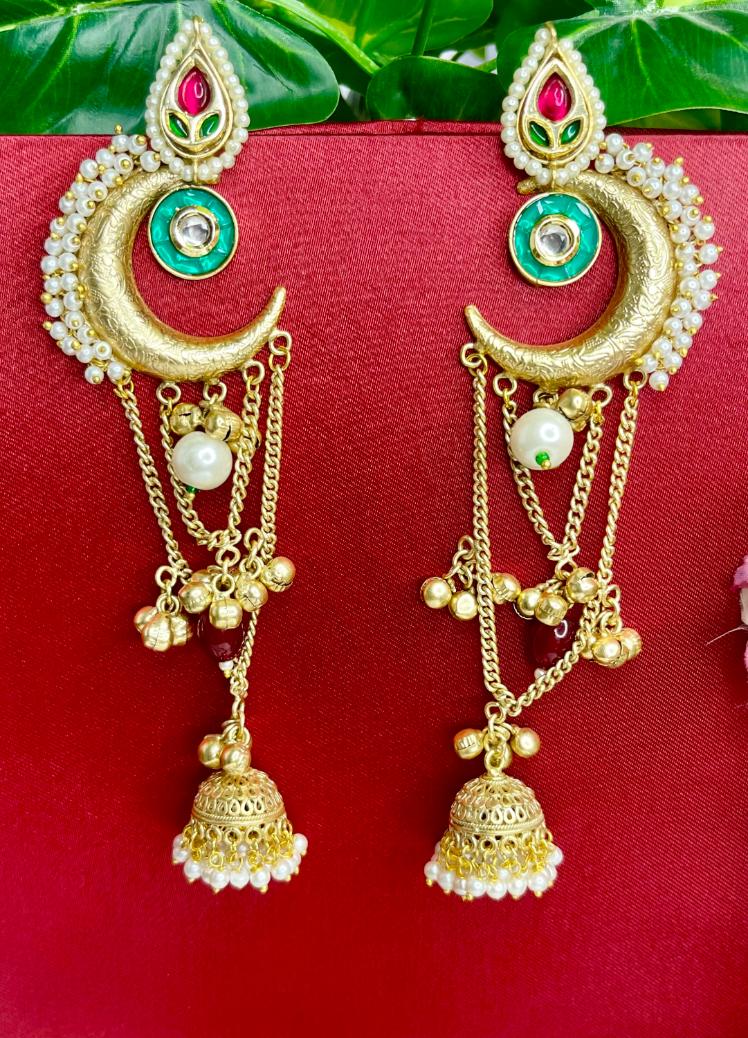 Emerald Chand Kashmiri Jhumki Earrings