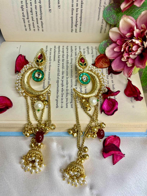 Emerald Chand Kashmiri Jhumki Earrings
