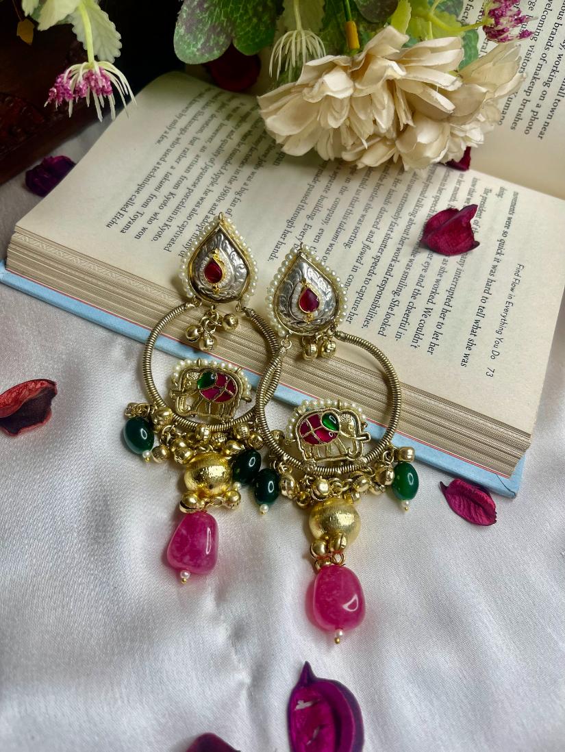 Ruby Emerald Aarzoo Kashmiri Fusion Earrings