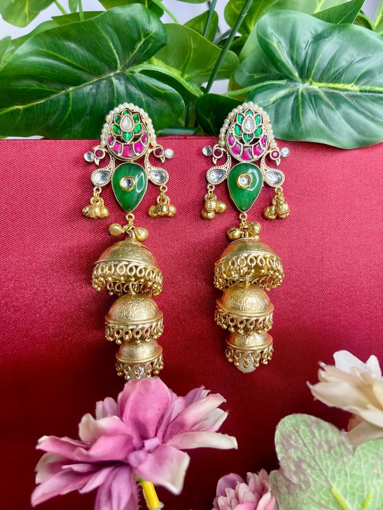 Emerald Sukoon Kashmiri Jhumki Earrings