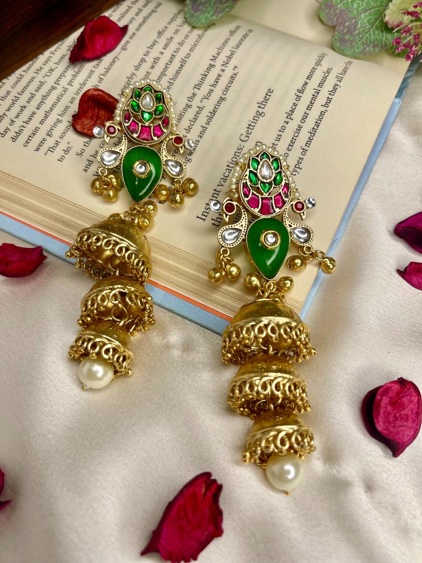 Emerald Sukoon Kashmiri Jhumki Earrings