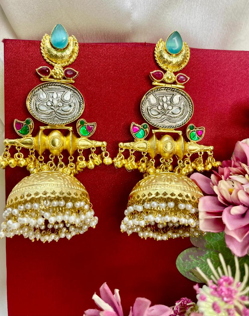 Blue Amaira Kashmiri Jhumki Earrings