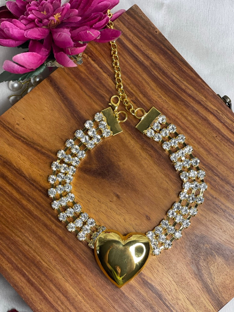 Golden Heart Tennis Choker