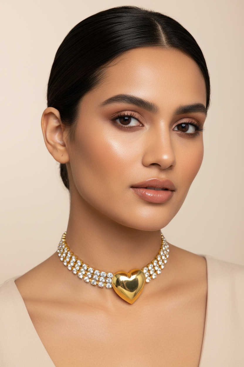 Golden Heart Tennis Choker