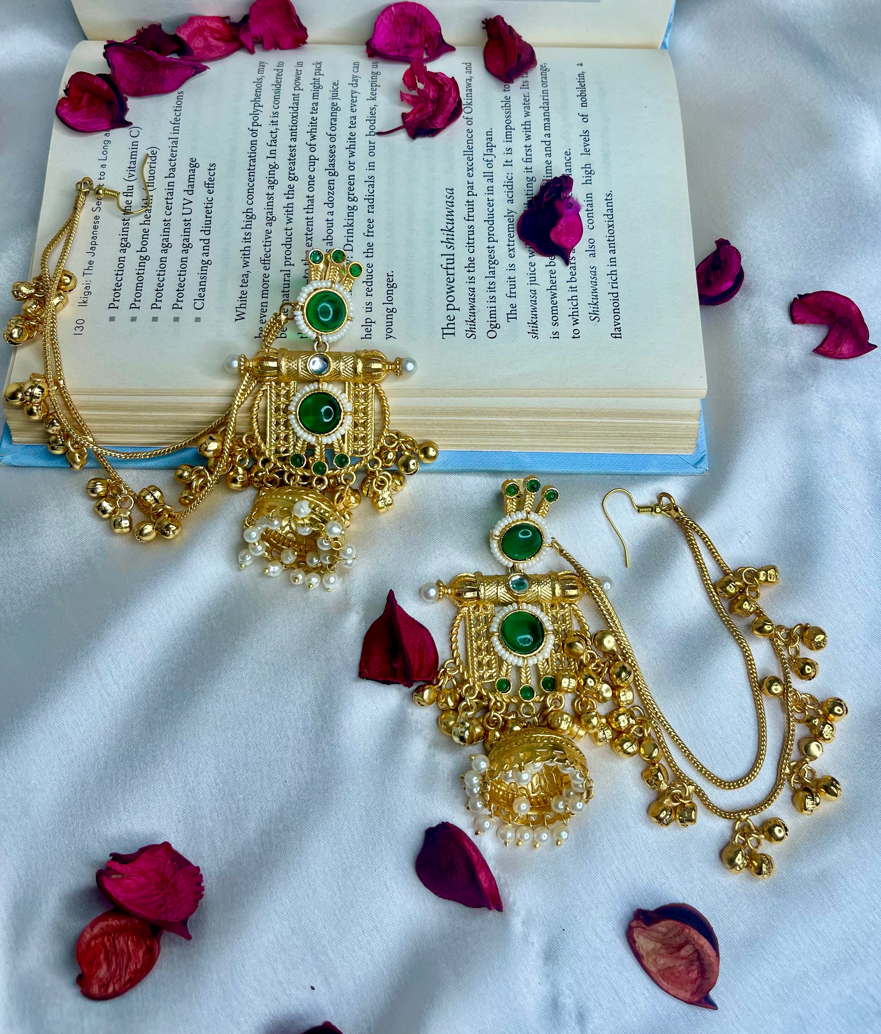 Emerald Ishq Kashmiri Kaanchain Earrings