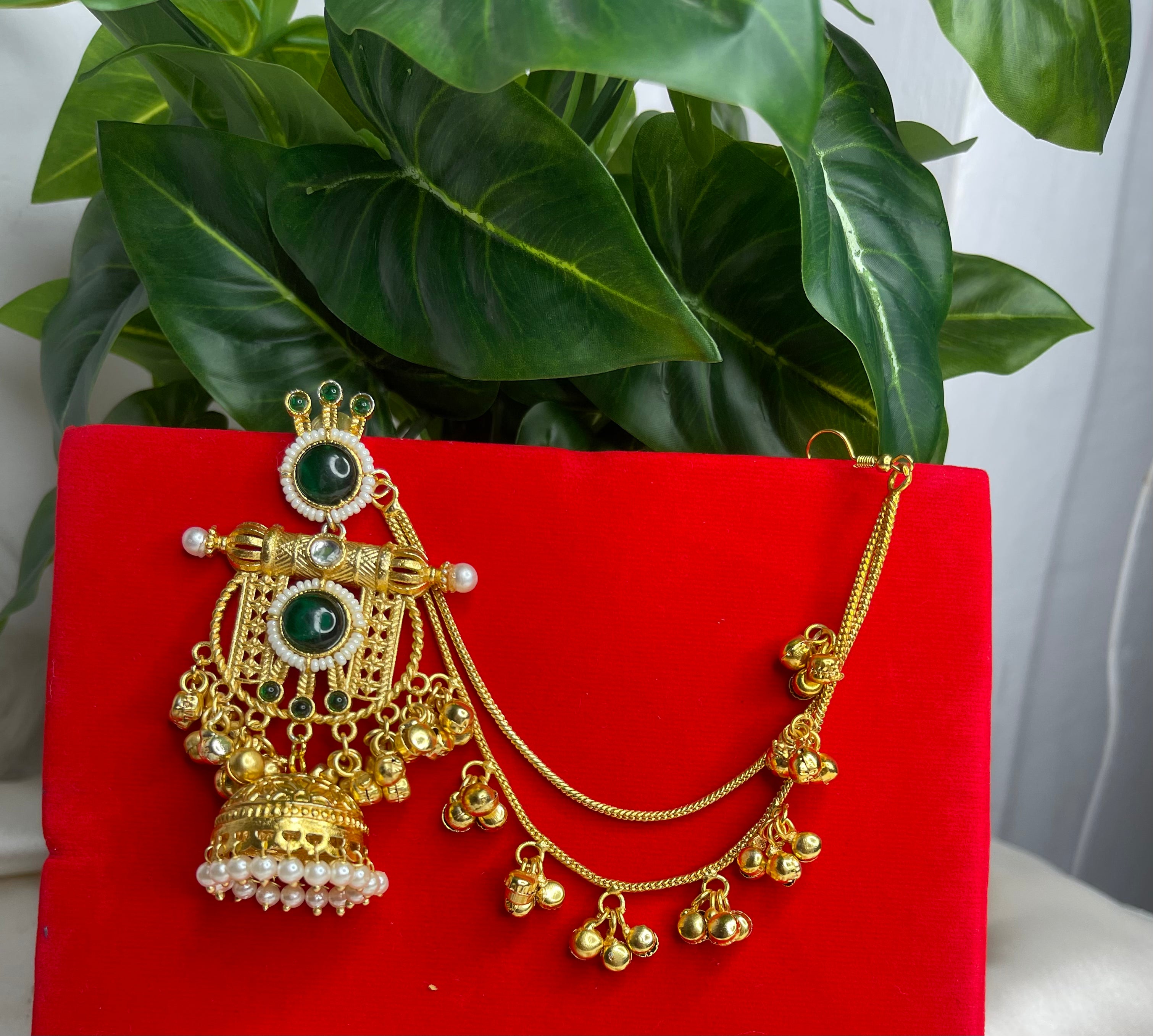 Emerald Ishq Kashmiri Kaanchain Earrings