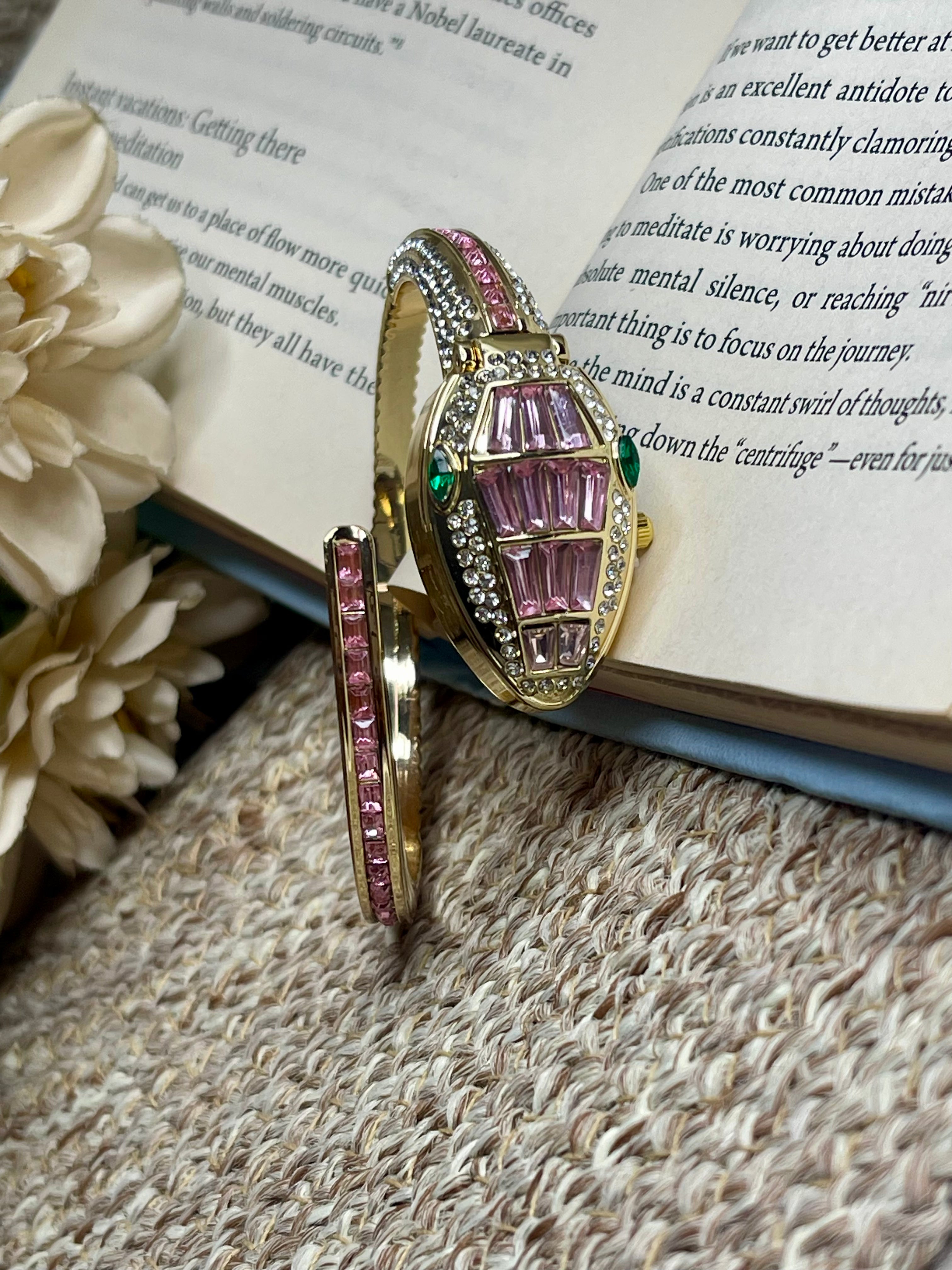 Pink Snake Bracelet Watch