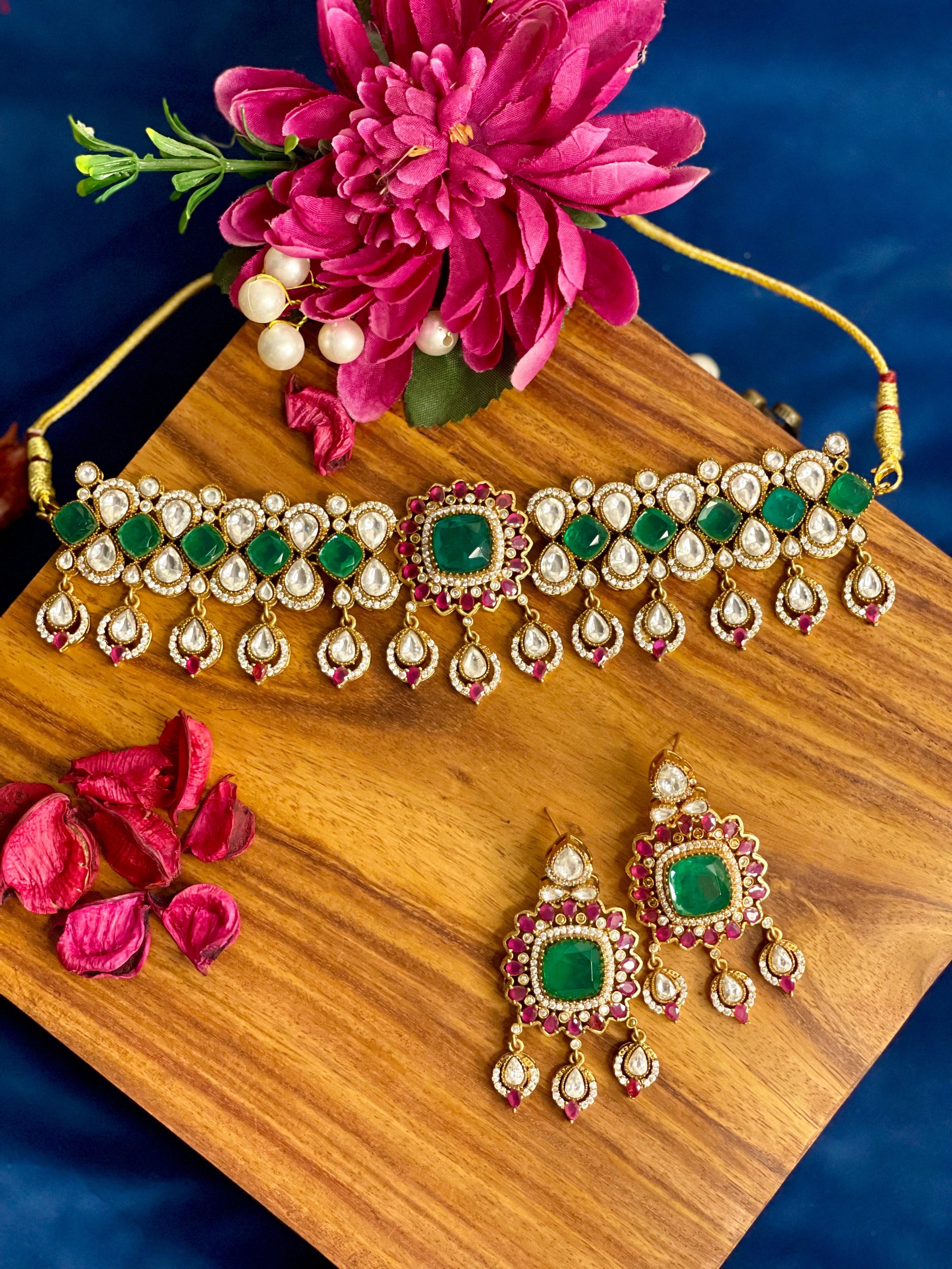 Emerald Grace Kundan Choker Set