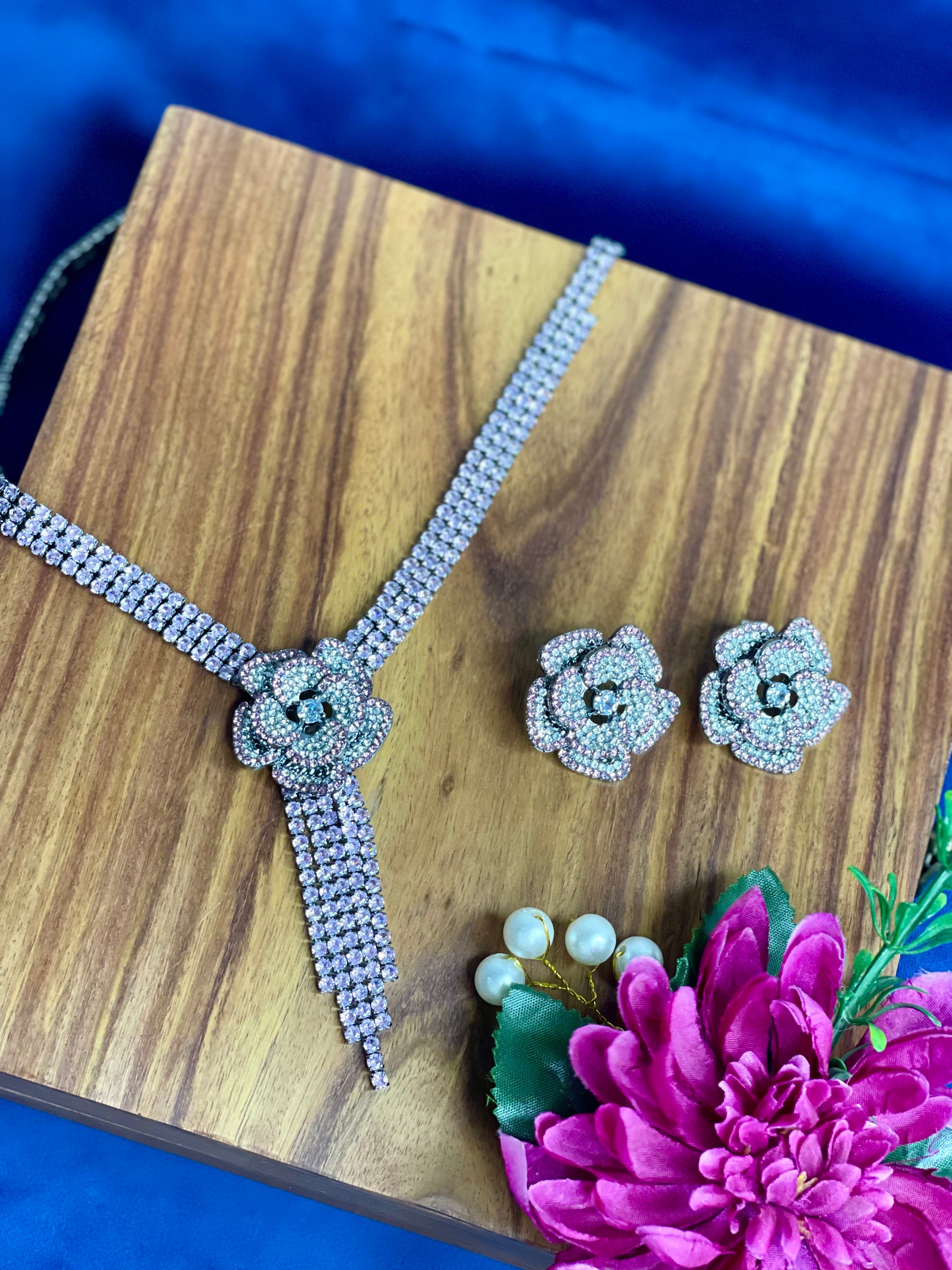 Pink Rose neckpiece Set