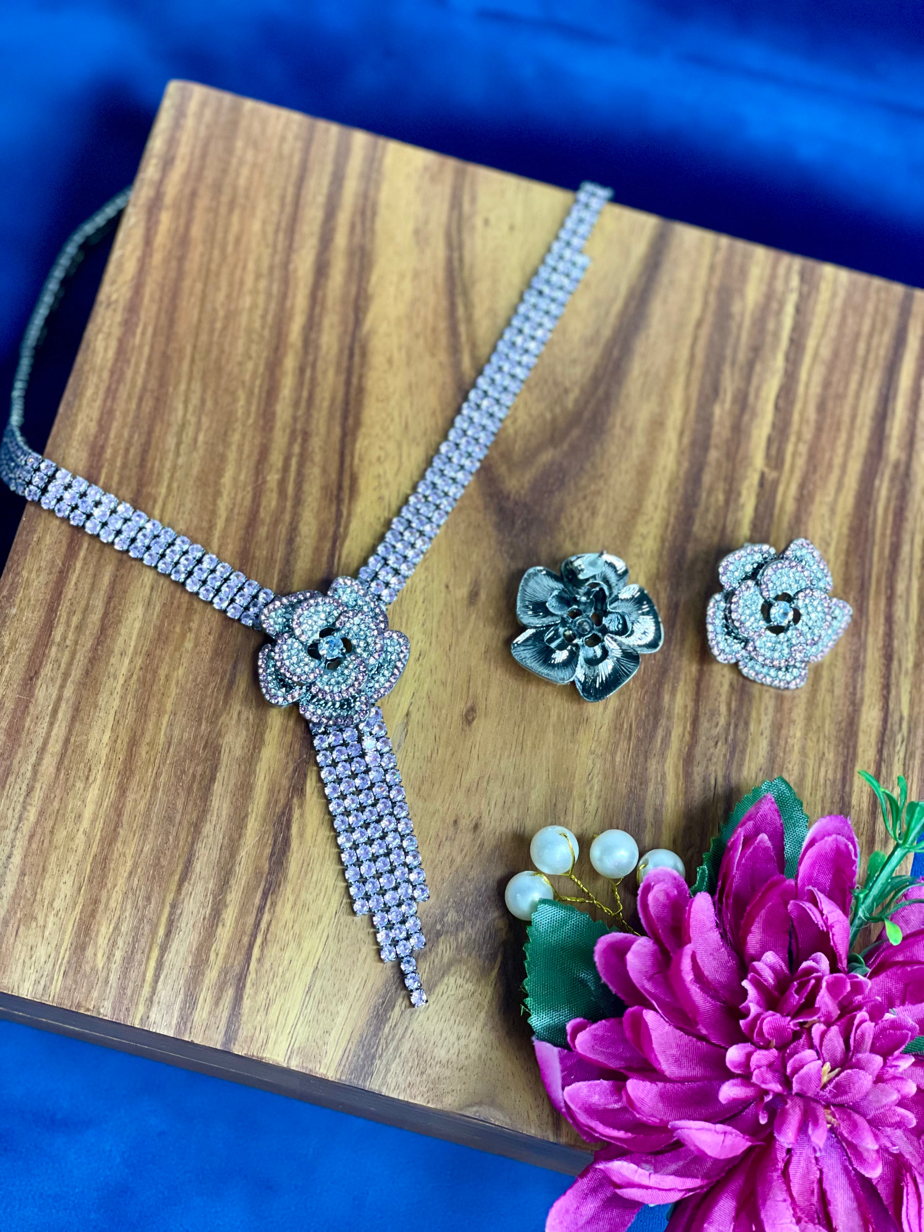 Pink Rose neckpiece Set