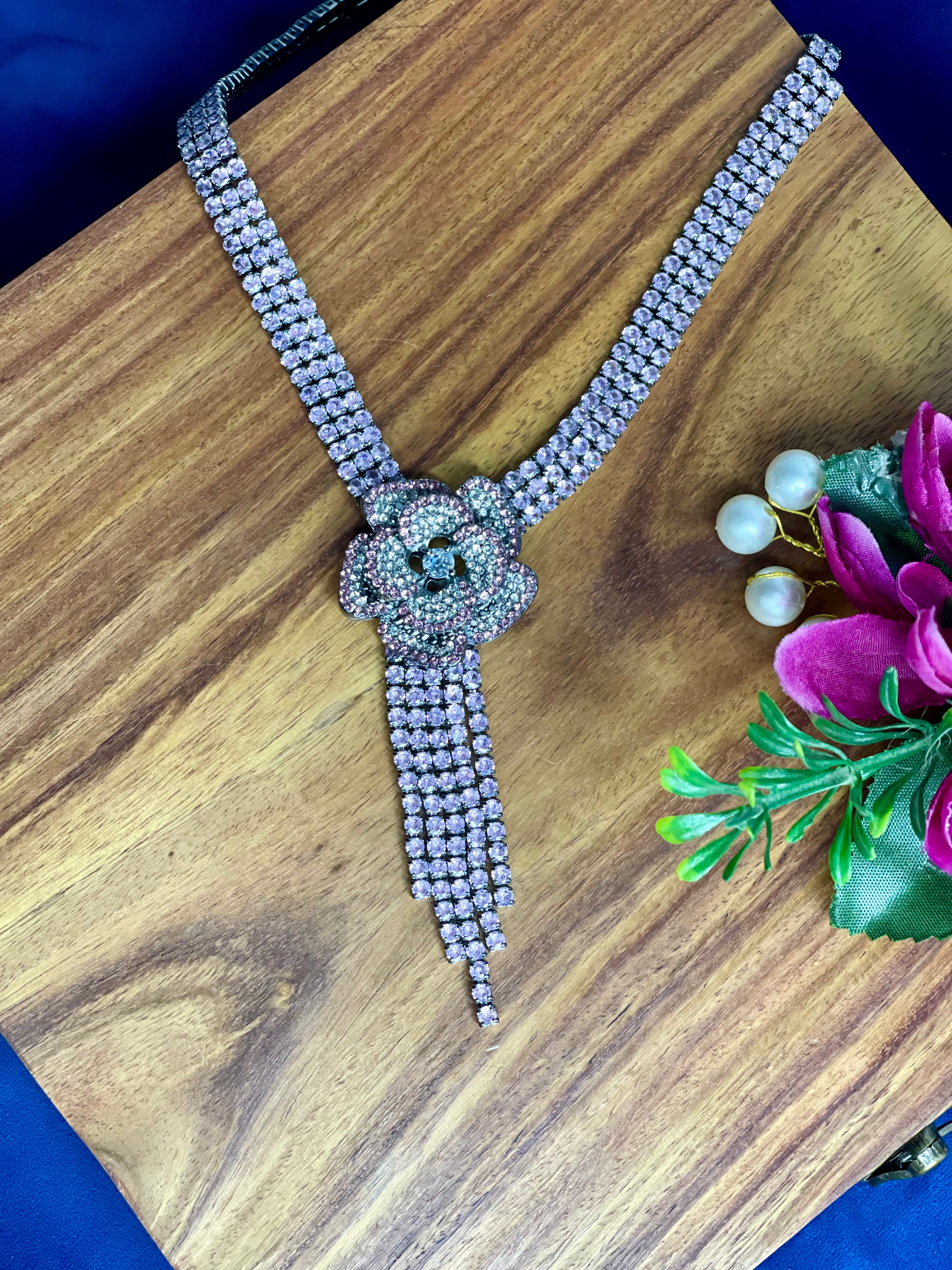 Pink Rose neckpiece Set