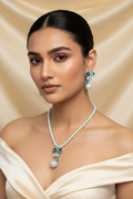 Blue Butterfly Pearl Necklace Set