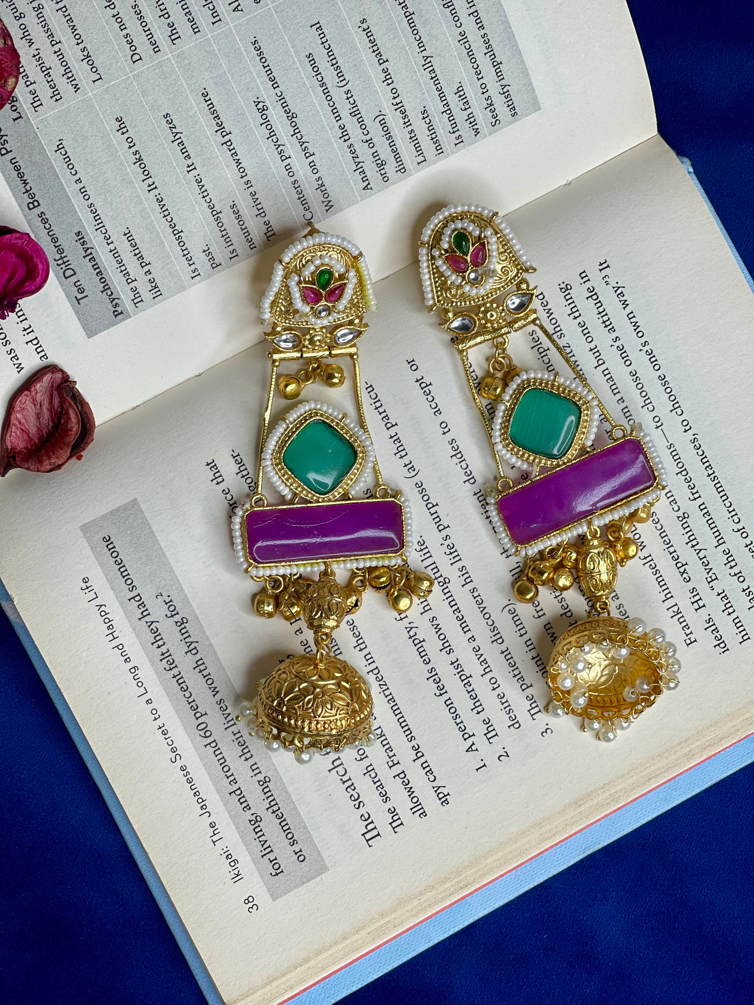 Multi Rang Mahal Kashmiri Jhumka Earrings