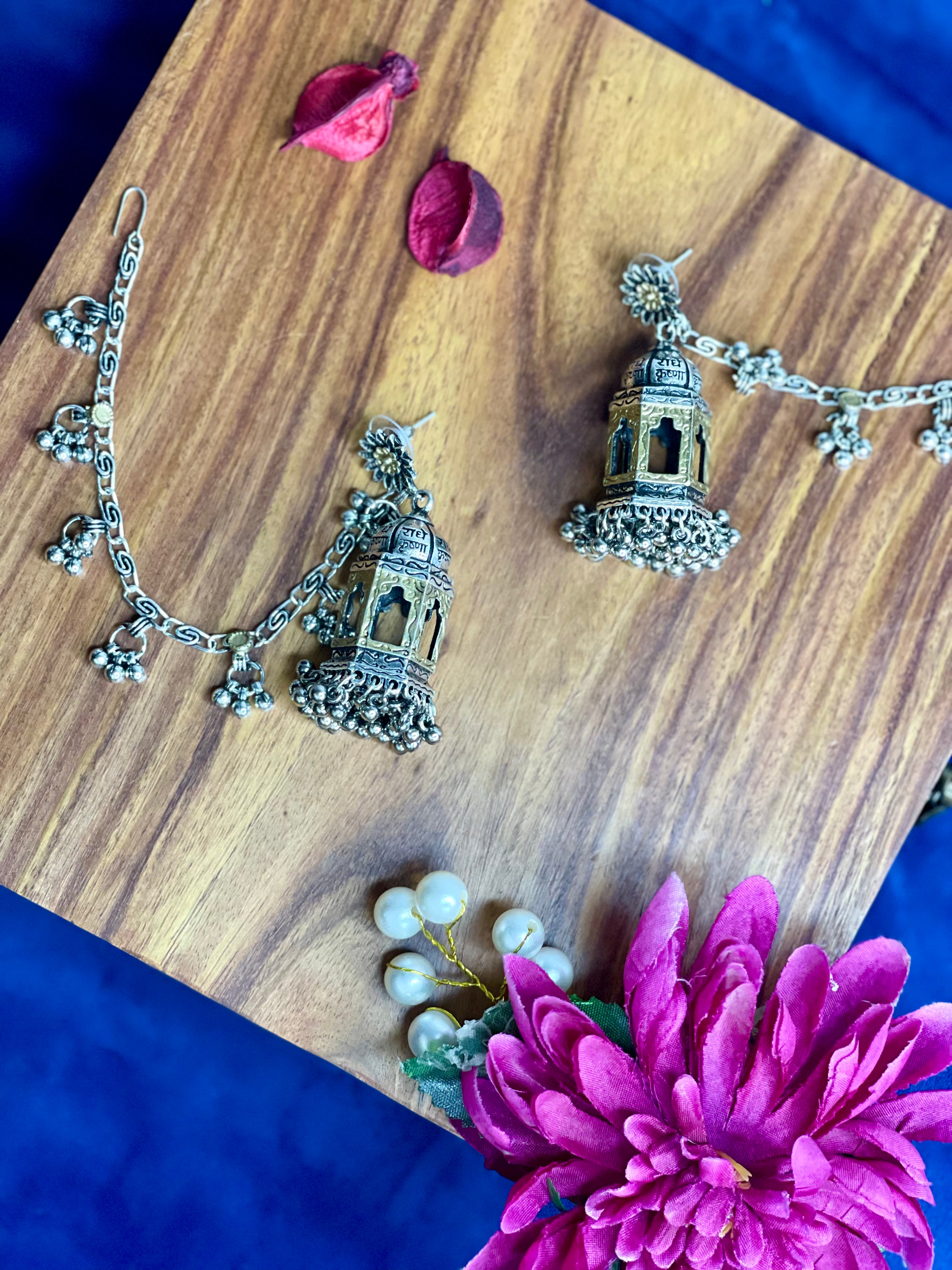 Silver Raasa Oxidised Jhumka Earrings