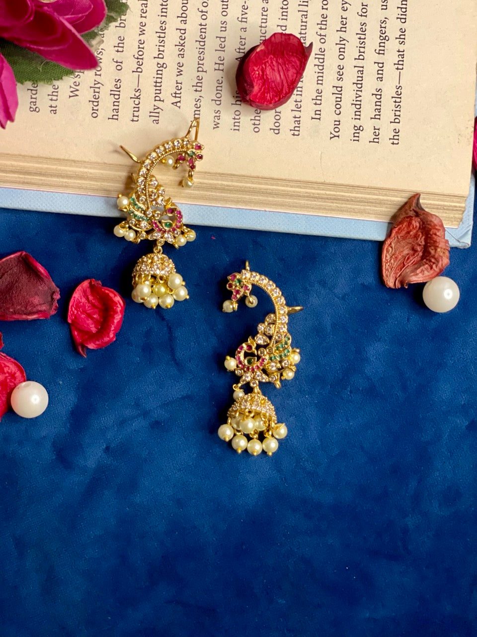 Multi Sunehri Jhumki Earcuff Earrings