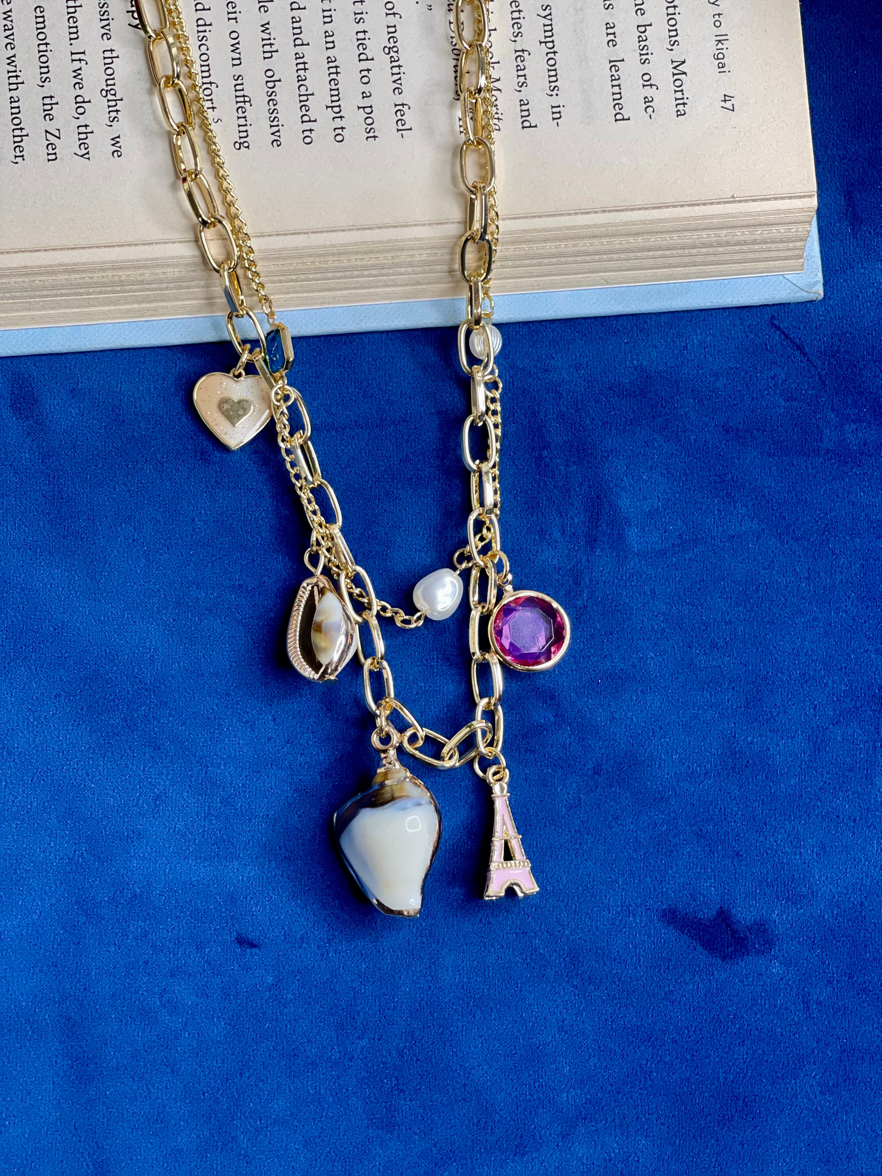 Paris Double Layered Charms Necklace