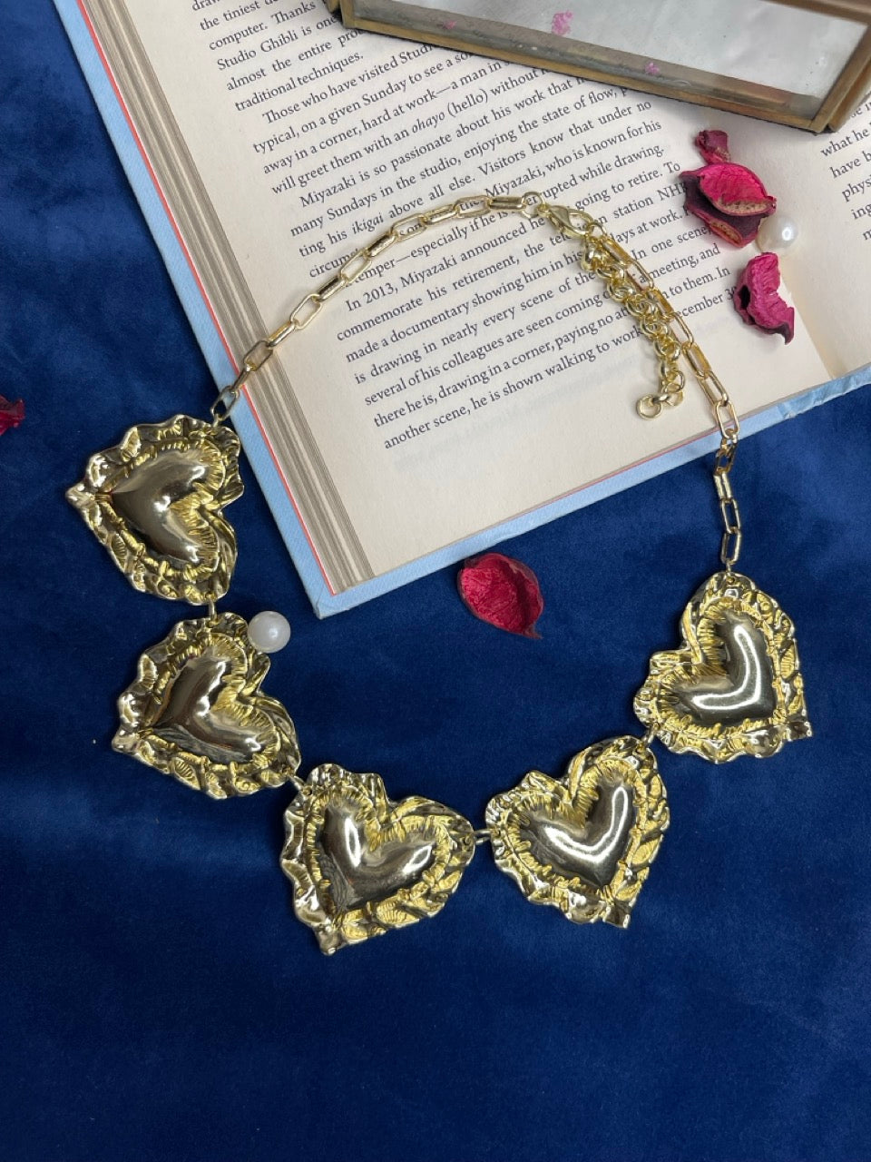 Golden Heart Statement Necklace