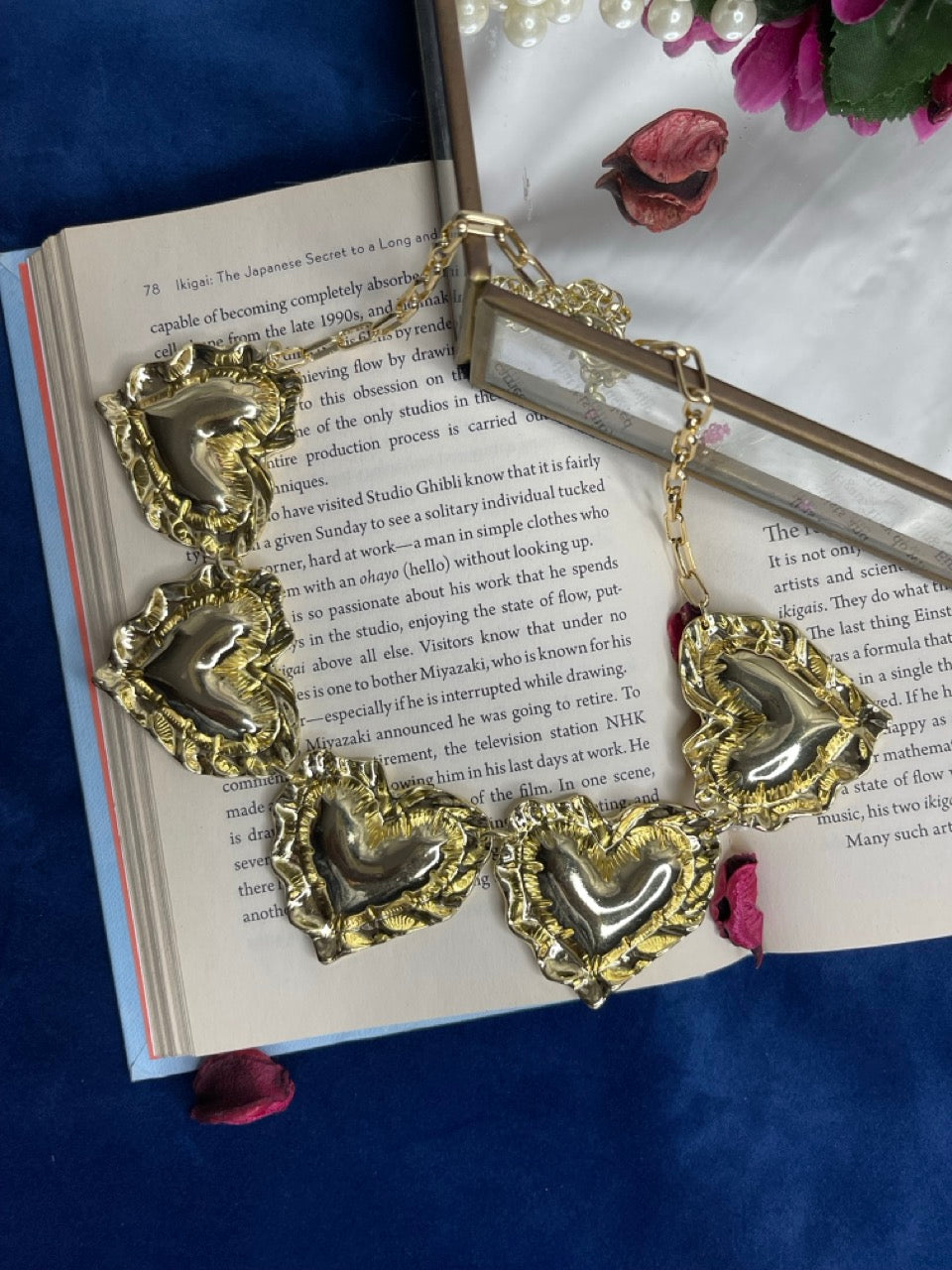 Golden Heart Statement Necklace