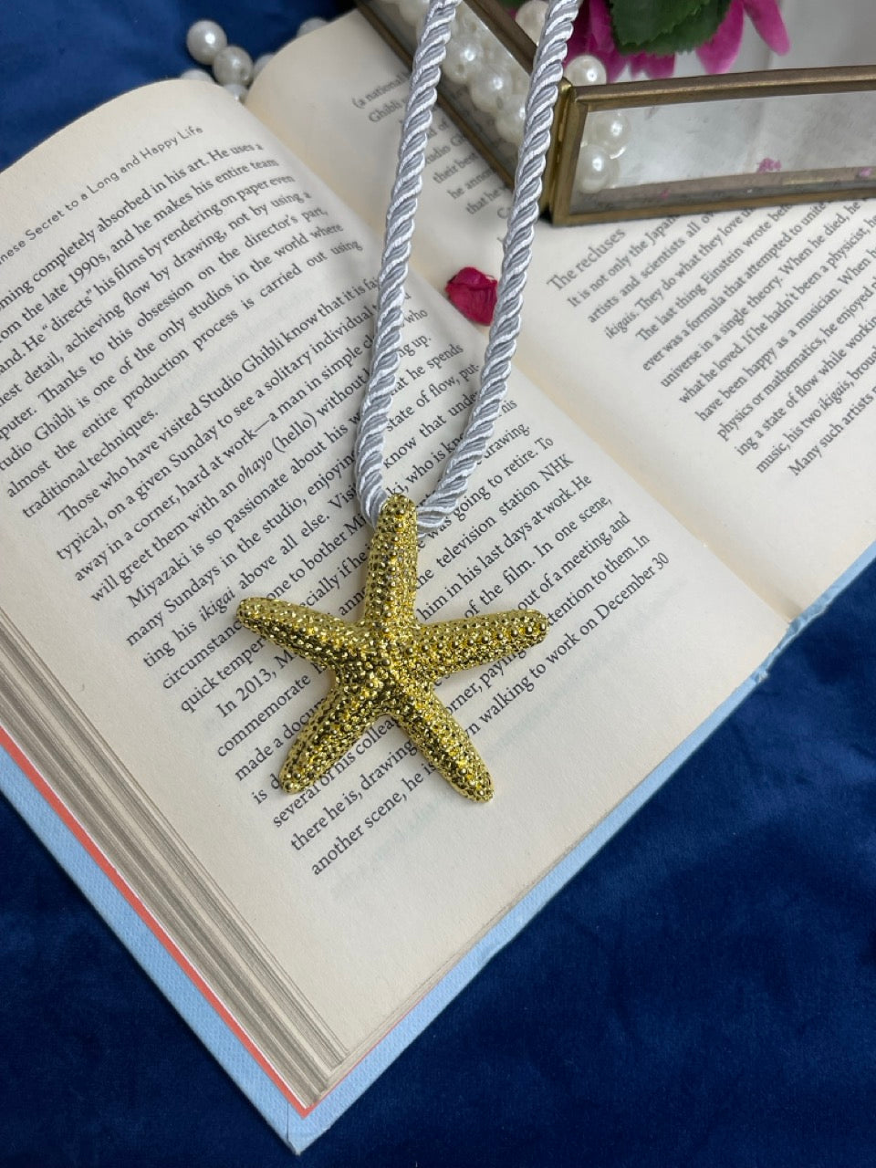 Yellow Starfish Rope Pendant Necklace