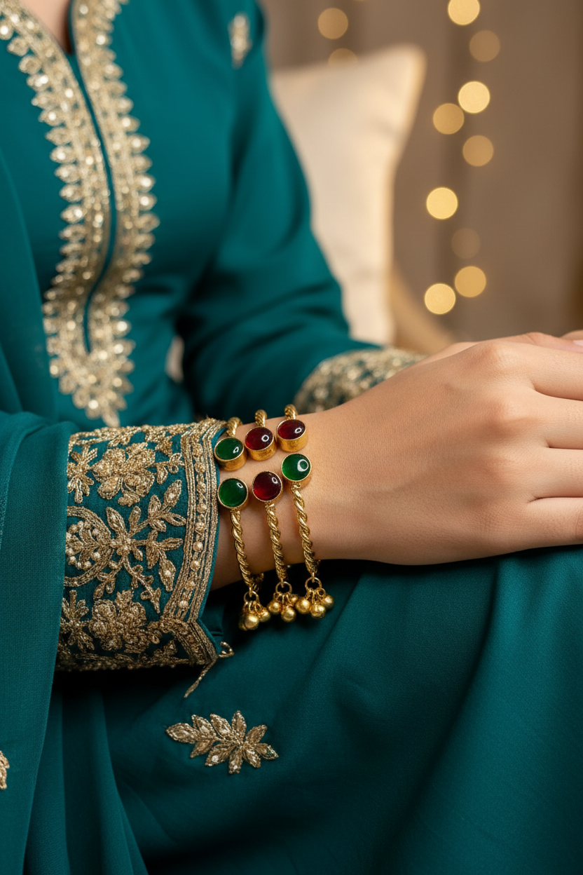 Multi Bracelet Twist Ghungroo Bangles