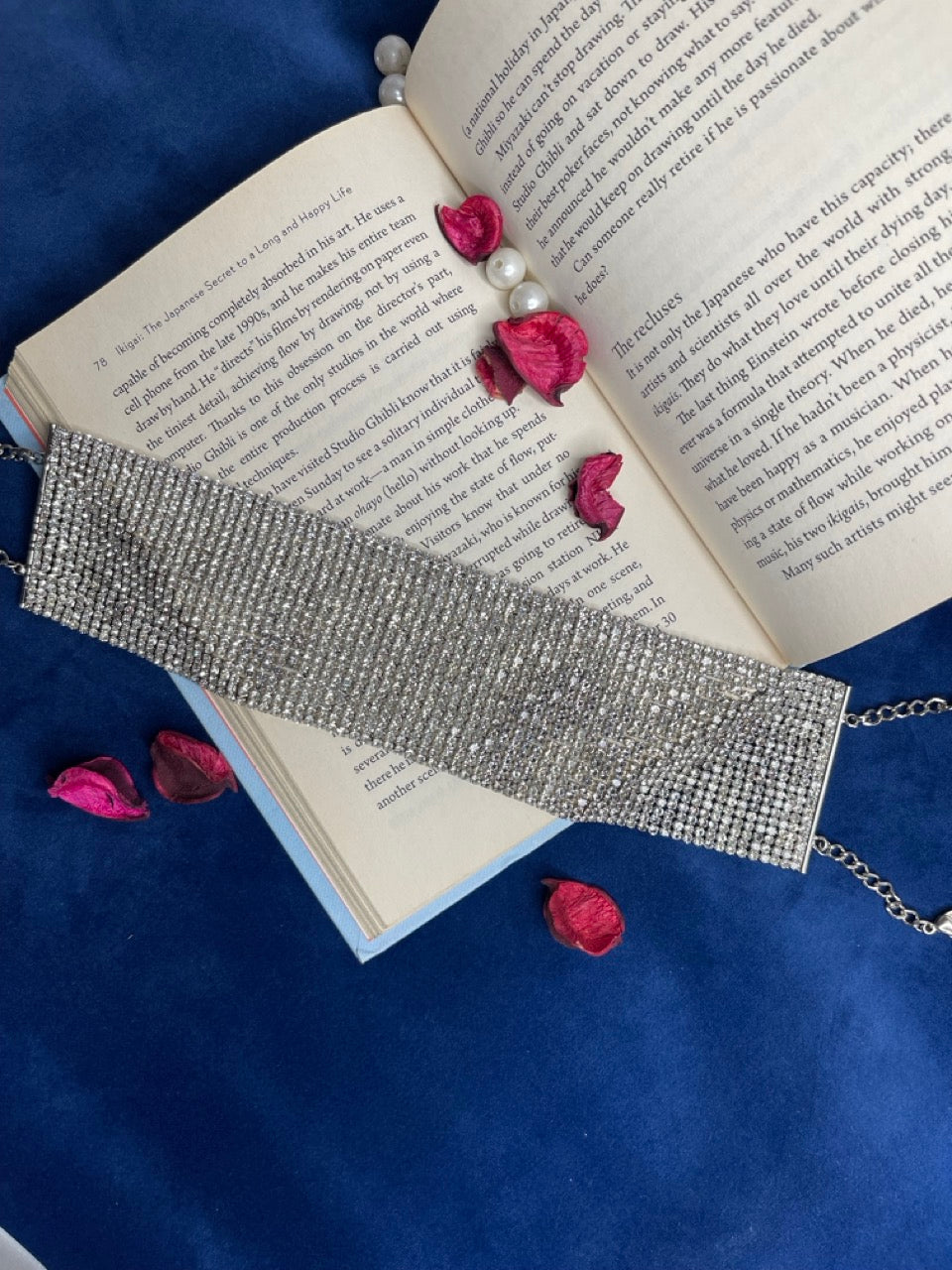 Silver Crystal Mesh Choker