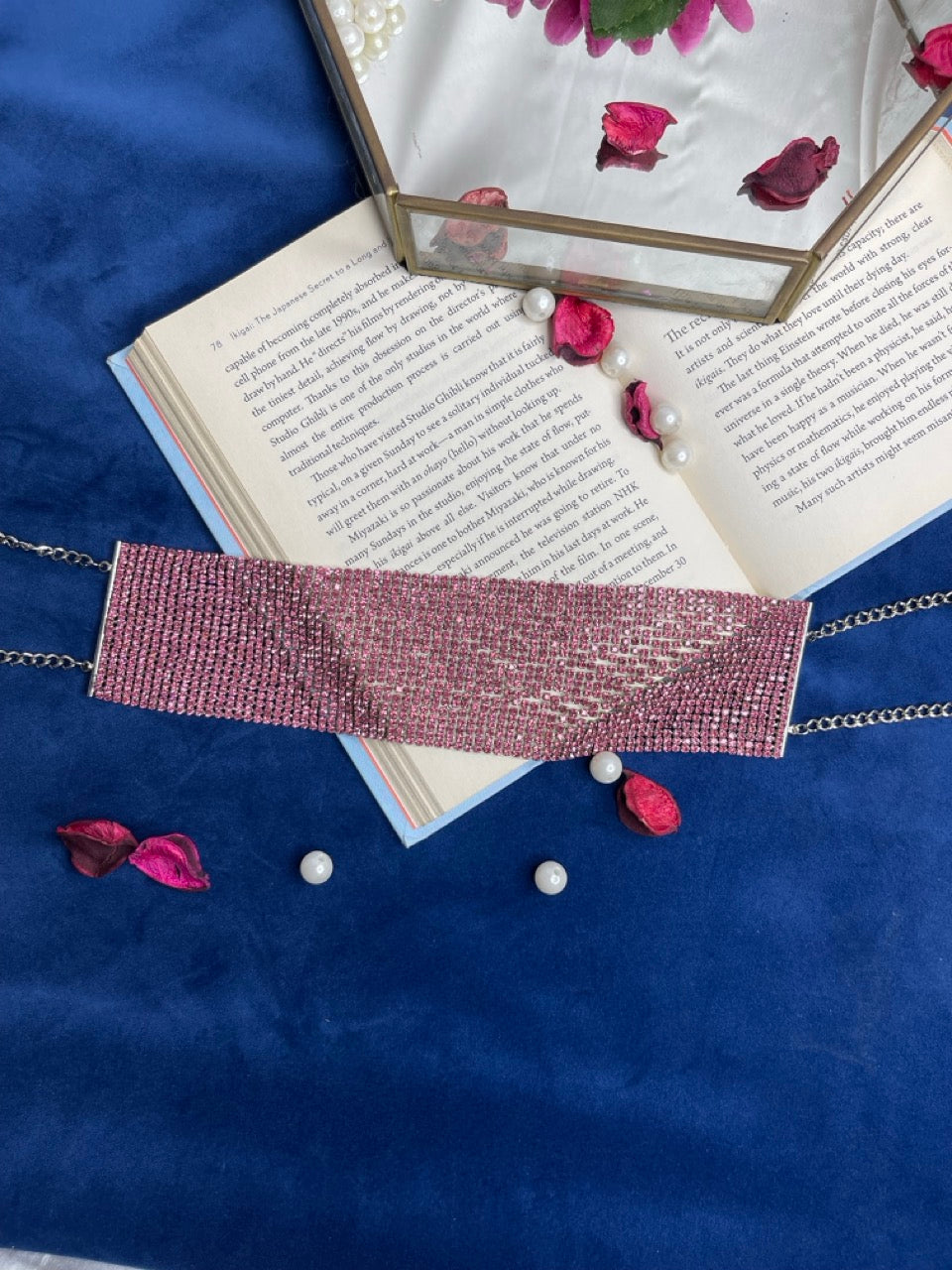 Pink Crystal Mesh Choker