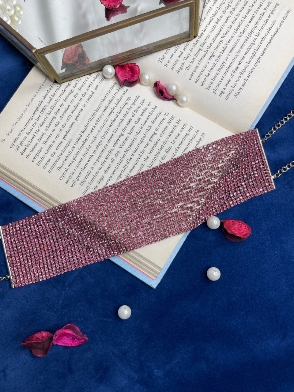 Pink Crystal Mesh Choker