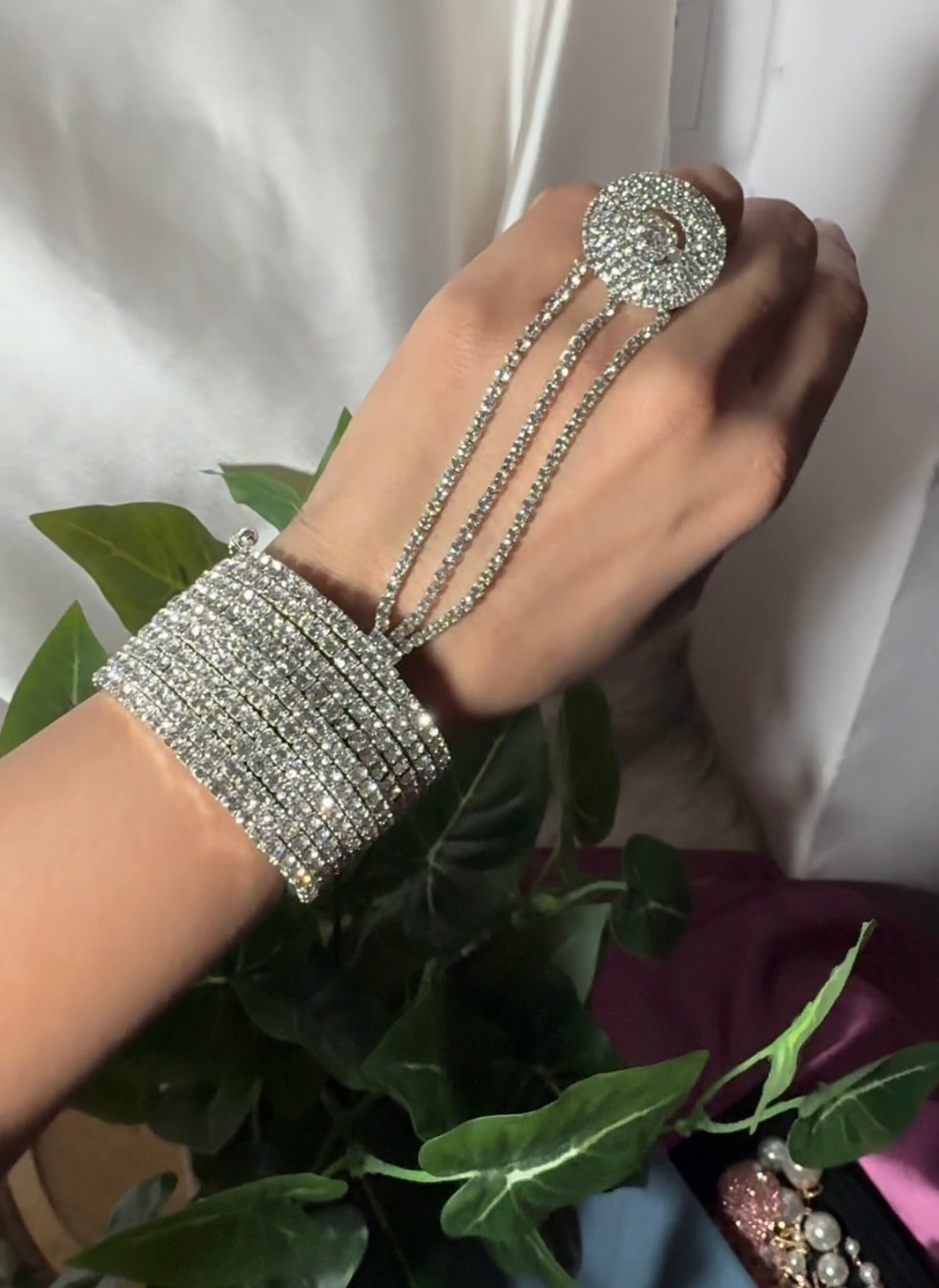 Silver Crystal Glam Hand Harness