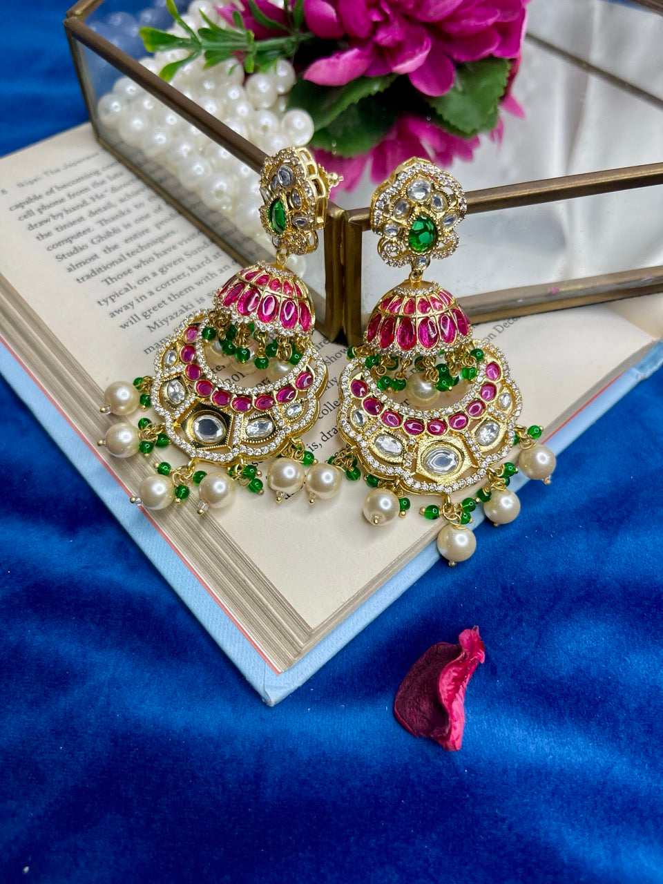 Ruby Jadau Jhumka Earrings