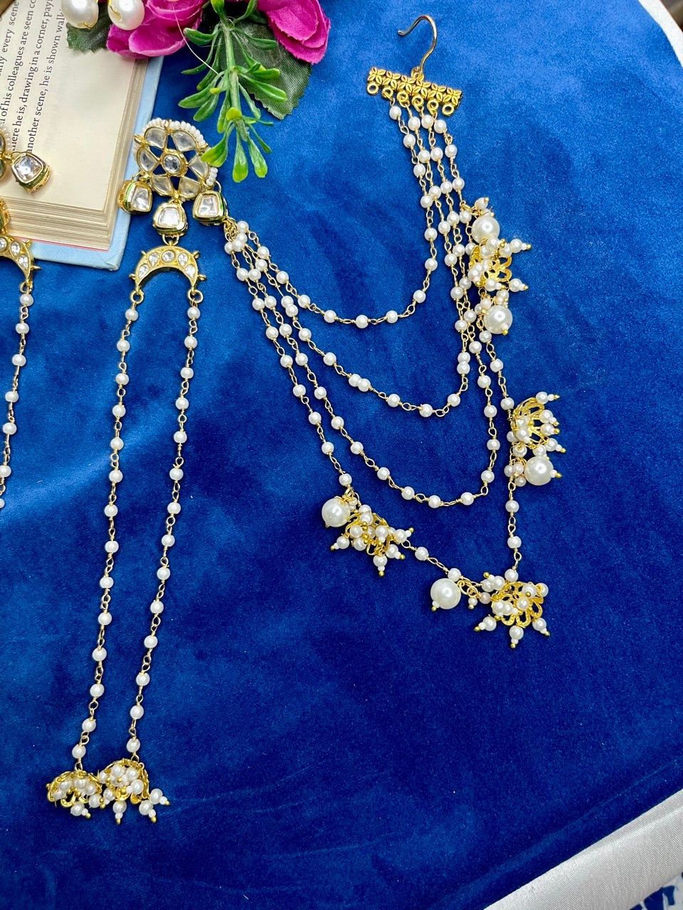 Noor Sitara Pearl Kaanchain Earrings