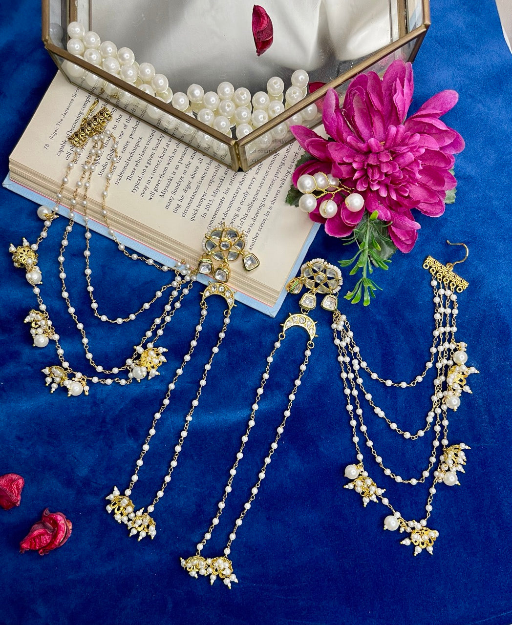 Noor Sitara Pearl Kaanchain Earrings