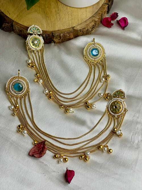 Blue Sheesh Kashmiri Kaan Sahara Earrings